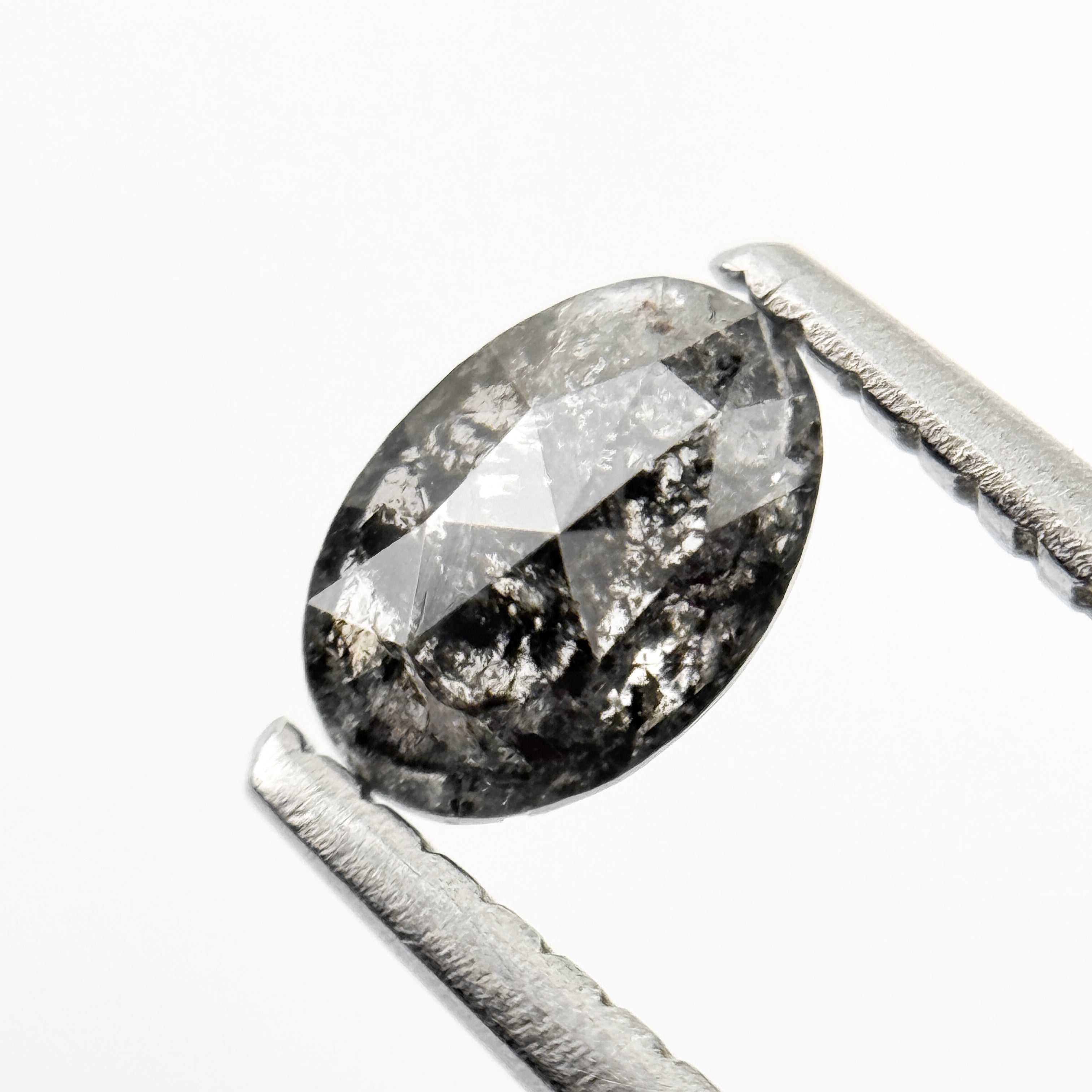 0.53 Ct Oval Rose Cut Grey Natural Salt and Pepper Diamond