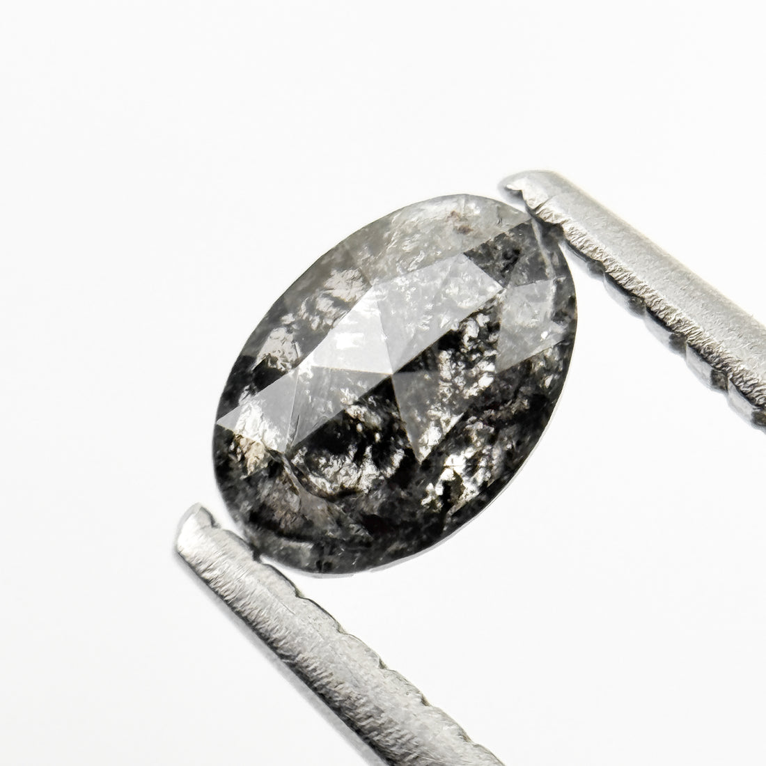 0.53 Ct Oval Rose Cut Grey Natural Salt and Pepper Diamond