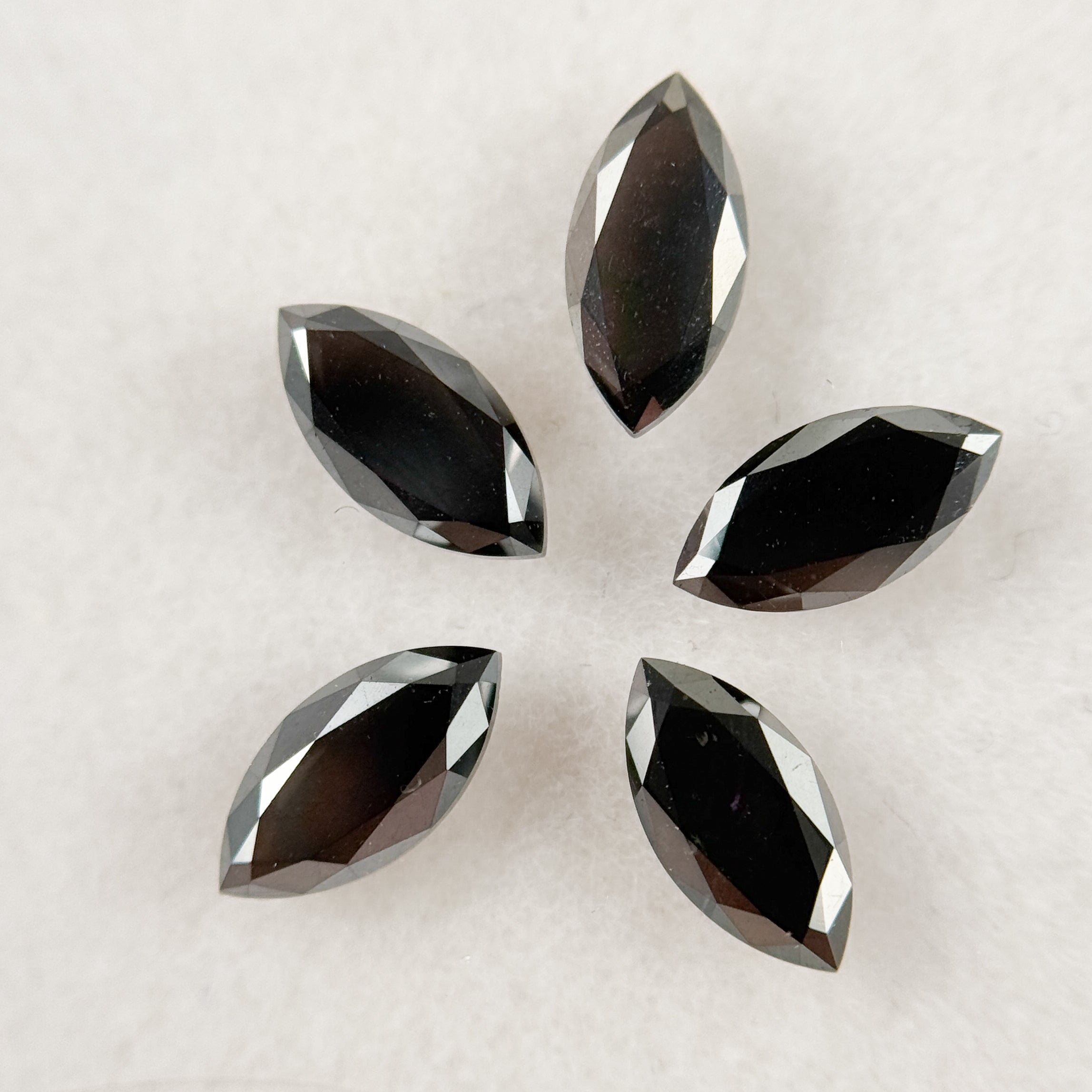 5 MM Marquise Rose Cut Black Natural Fancy Diamond