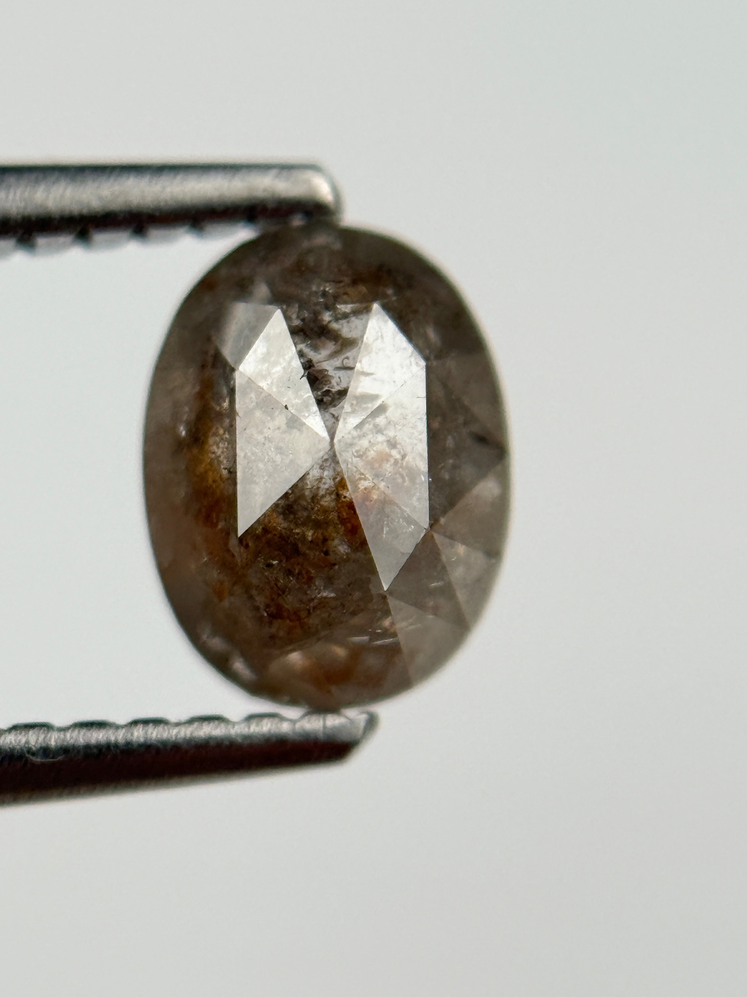 1.07 Ct Oval Rose Cut Grey Natural Salt and Pepper Diamond