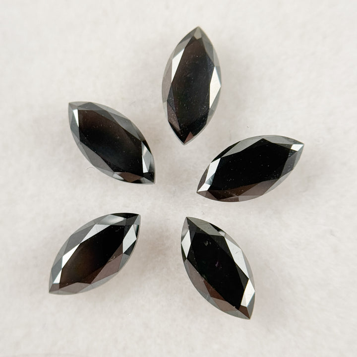 5 MM Marquise Rose Cut Black Natural Fancy Diamond