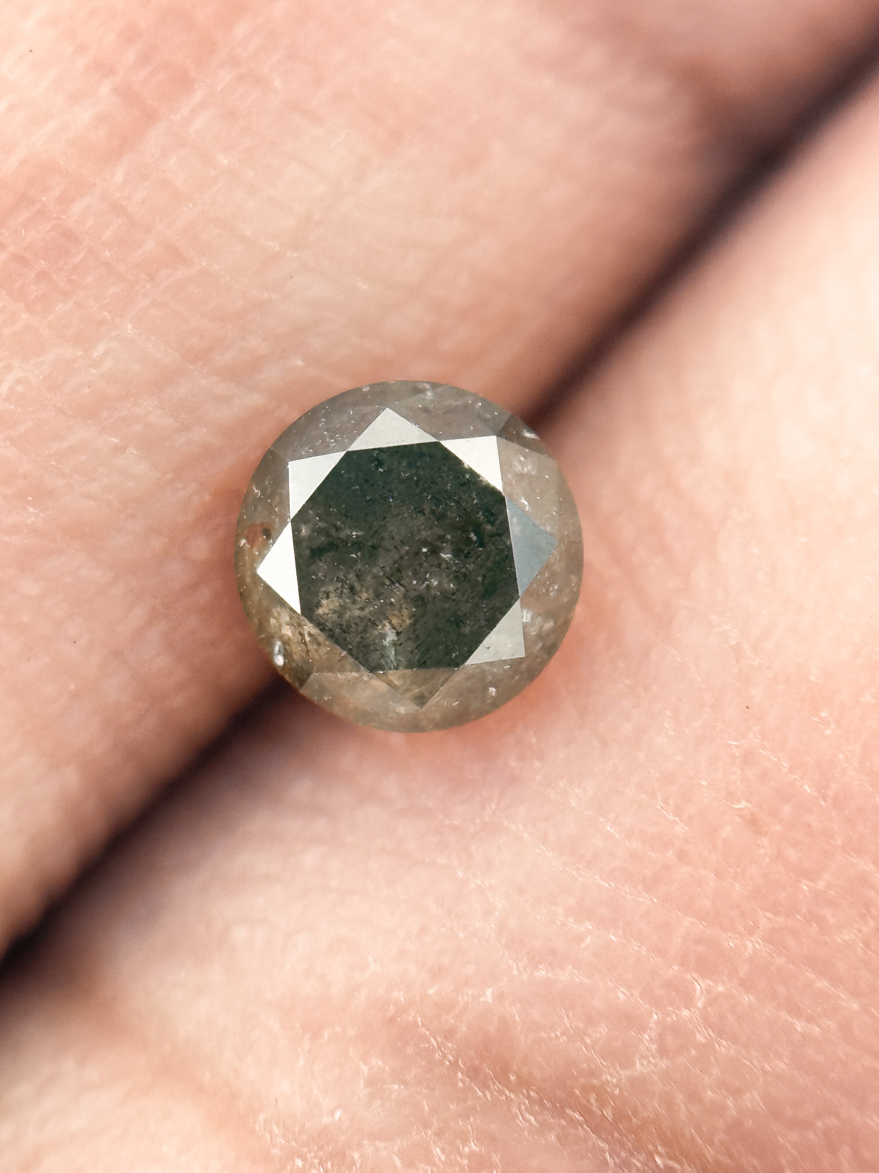 0.53 Ct Round Brilliant Cut Grey Natural Salt and Pepper Diamond