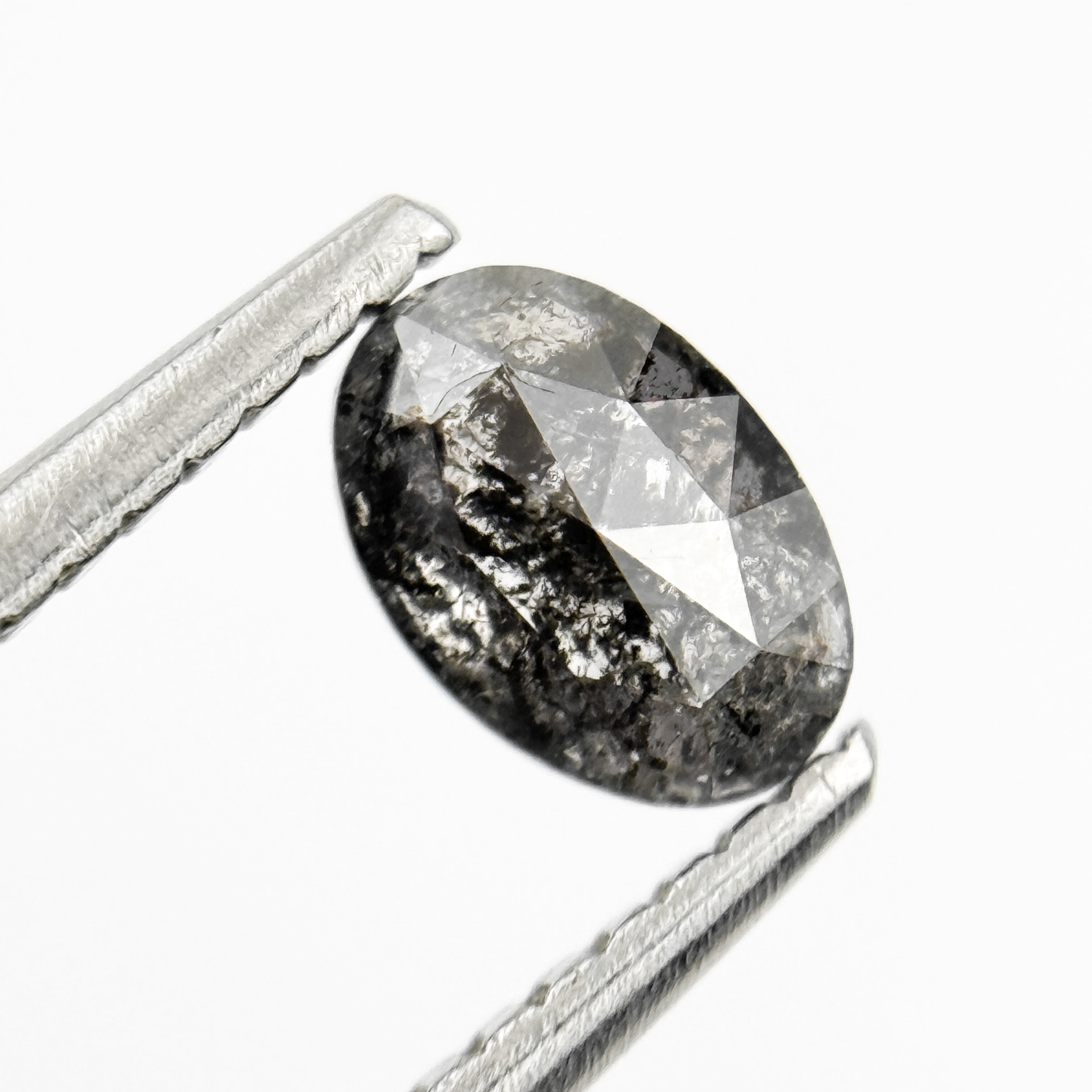 0.53 Ct Oval Rose Cut Grey Natural Salt and Pepper Diamond