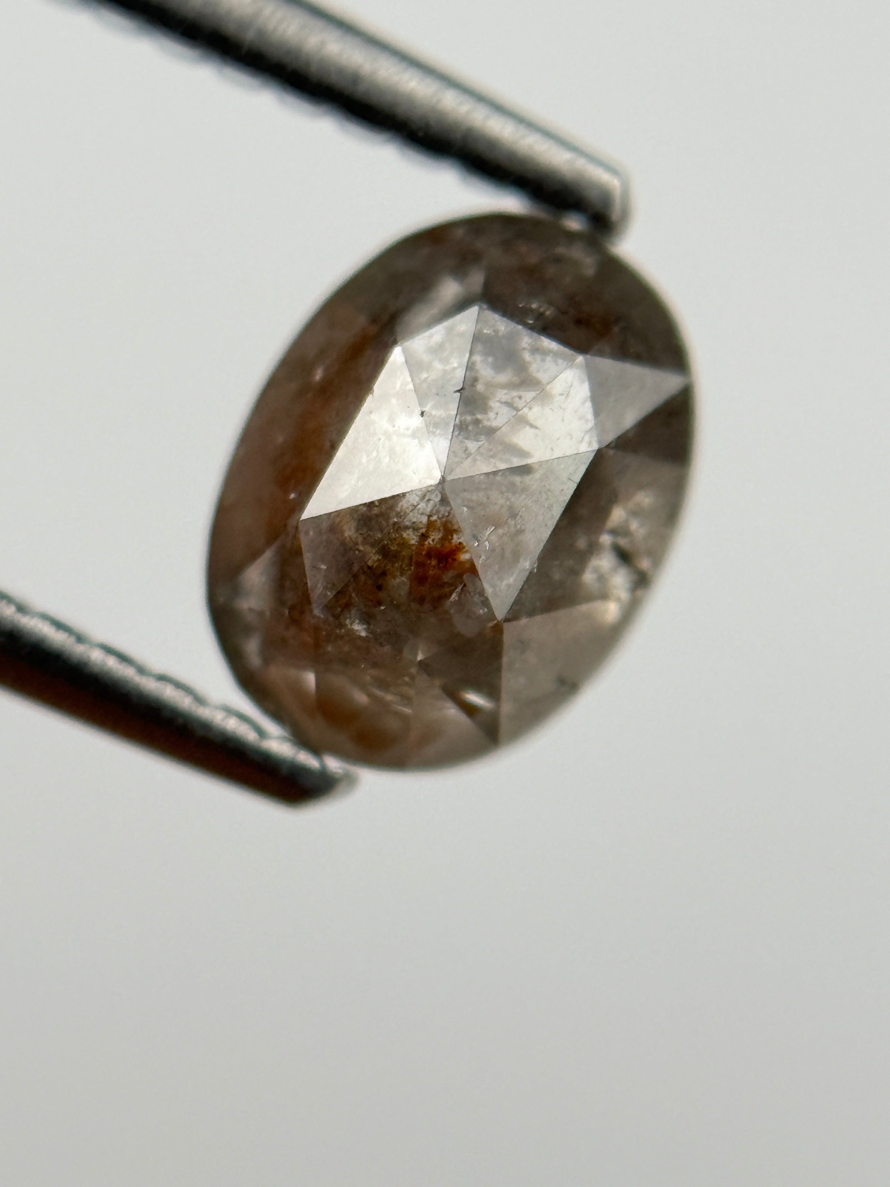 1.07 Ct Oval Rose Cut Grey Natural Salt and Pepper Diamond