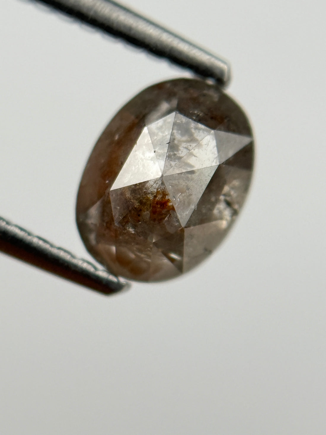 1.07 Ct Oval Rose Cut Grey Natural Salt and Pepper Diamond
