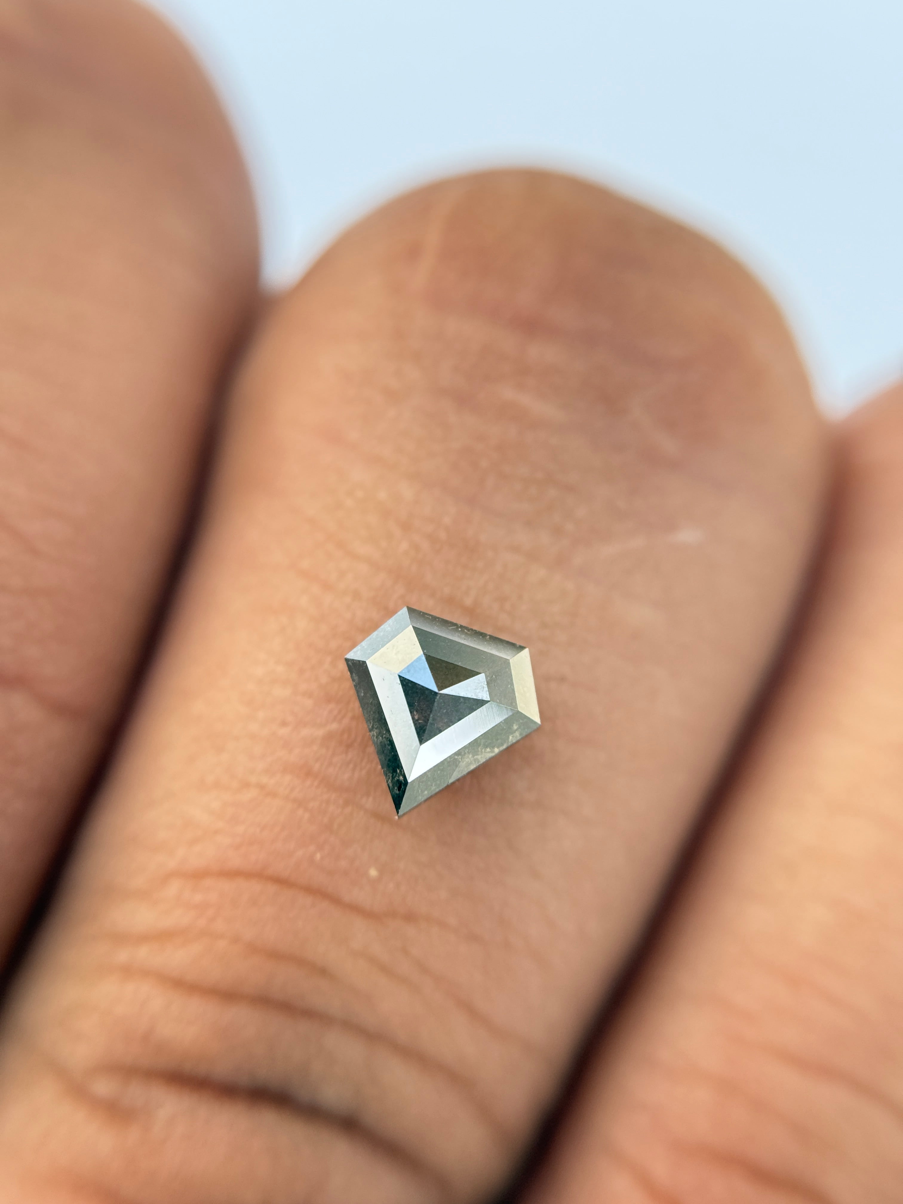0.83 Ct Pentagon Rose Cut Grey Natural Salt and Pepper Diamond