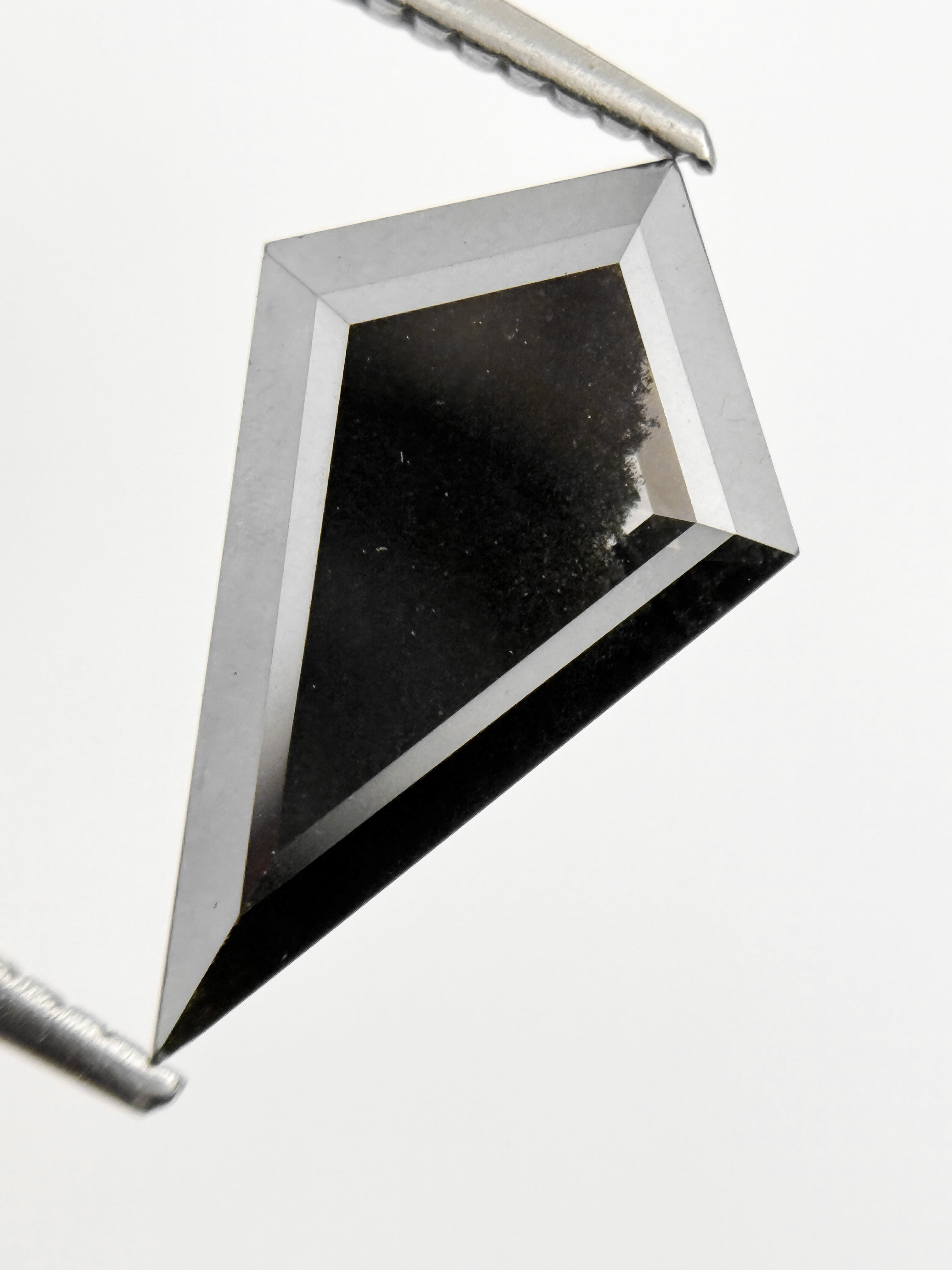 2.69 Ct Kite Rose Cut Black Natural Vintage Salt and Pepper Diamond