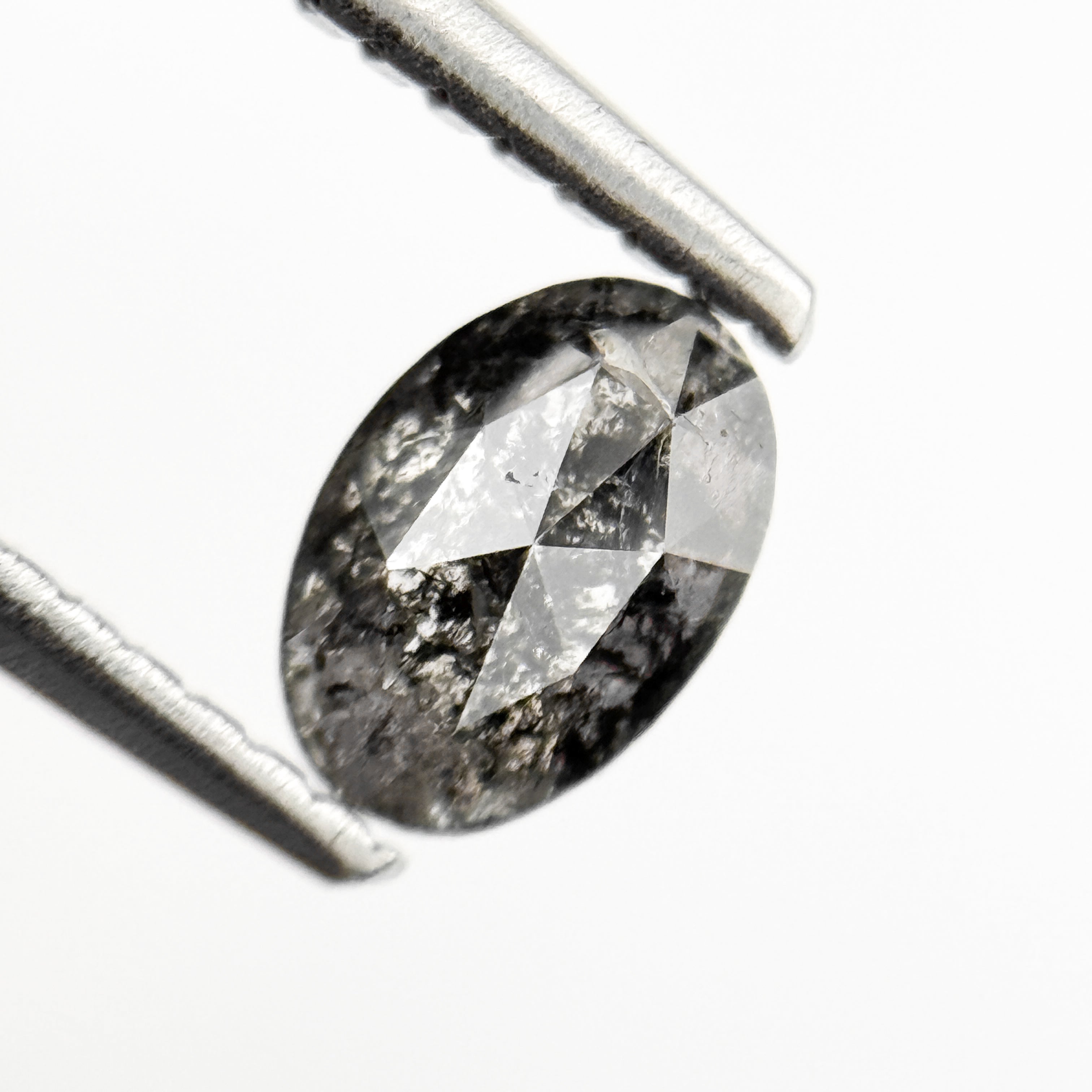 0.53 Ct Oval Rose Cut Grey Natural Salt and Pepper Diamond