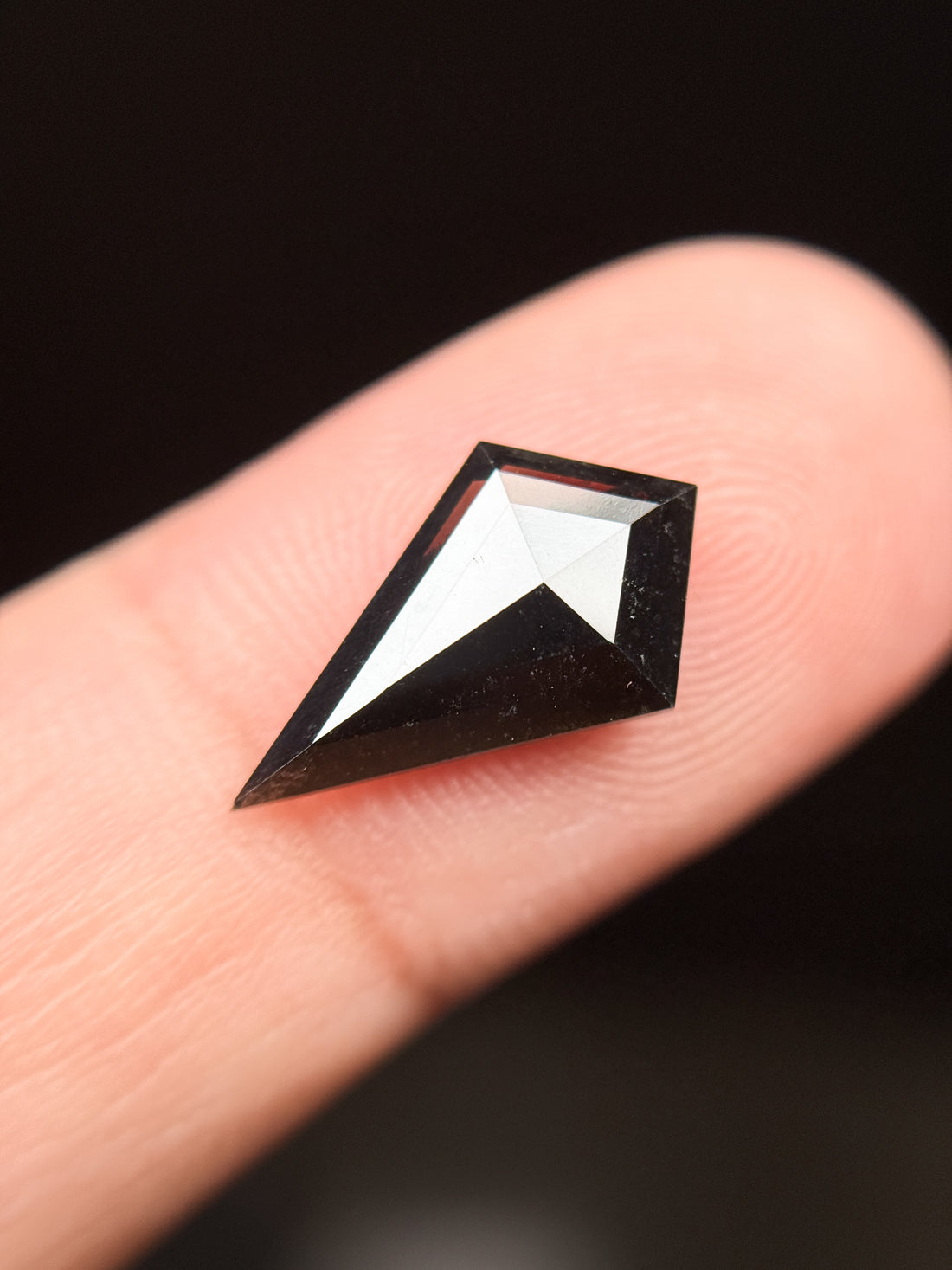 2.69 Ct Kite Rose Cut Black Natural Vintage Salt and Pepper Diamond