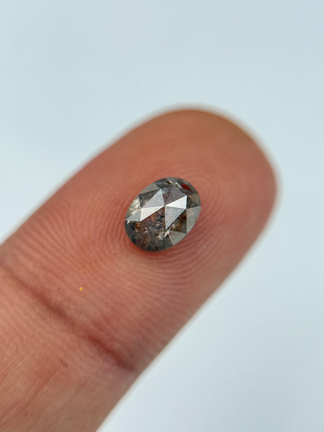 1.07 Ct Oval Rose Cut Grey Natural Salt and Pepper Diamond