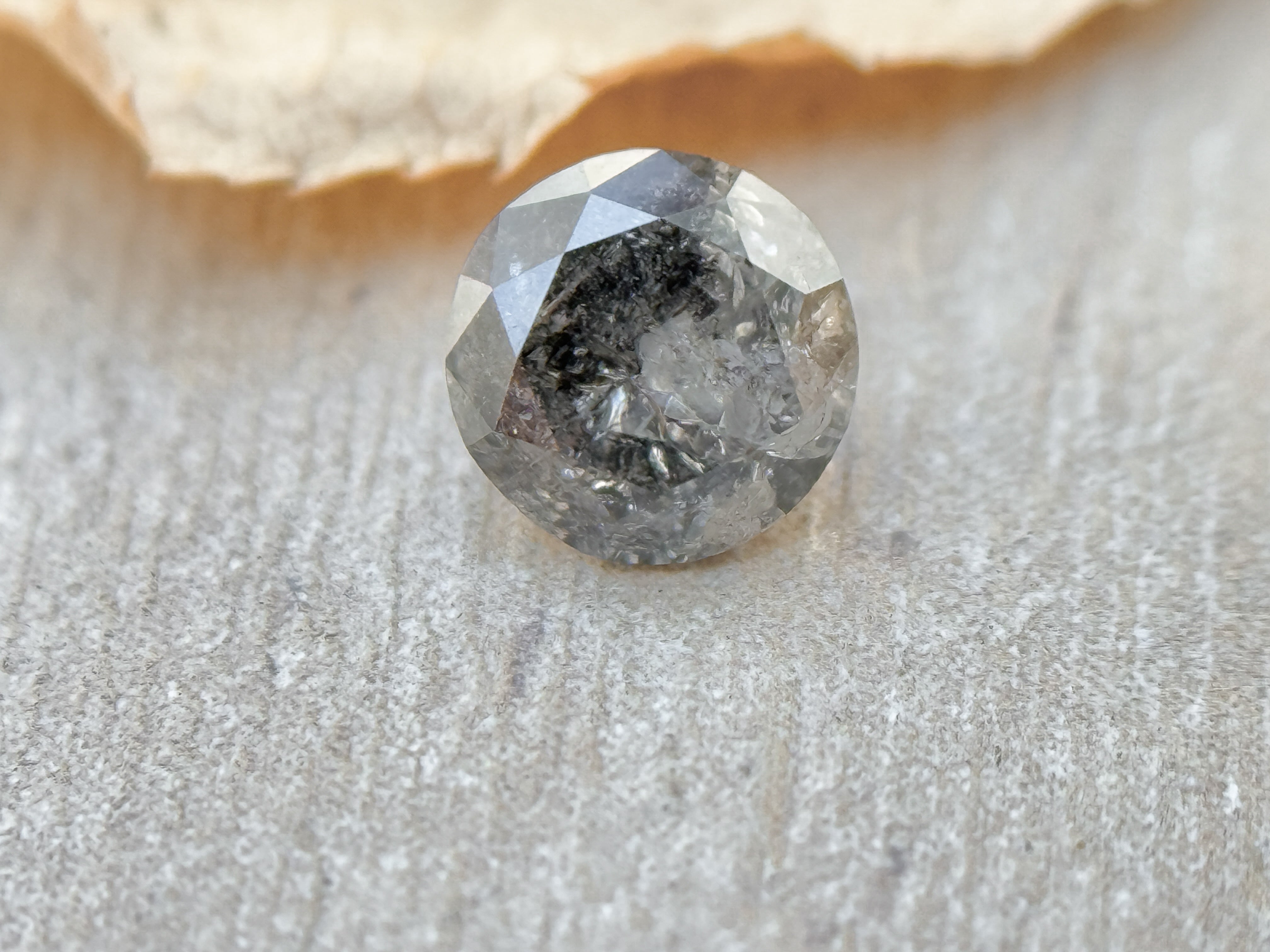 0.48 Ct Round Brilliant Cut Grey Natural Salt and Pepper Diamond