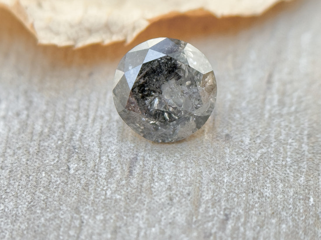 0.48 Ct Round Brilliant Cut Grey Natural Salt and Pepper Diamond