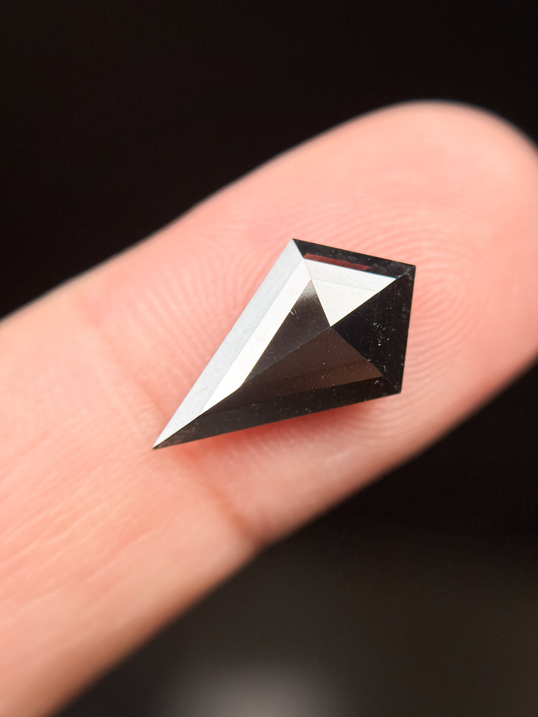 2.69 Ct Kite Rose Cut Black Natural Vintage Salt and Pepper Diamond
