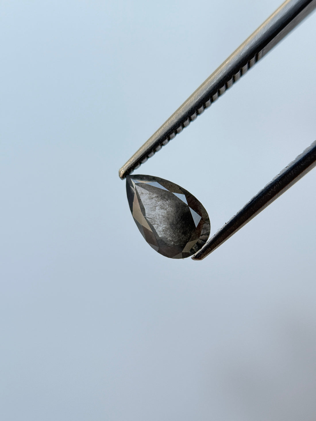 1.00 Ct Pear Rose Cut Grey Natural Salt and Pepper Diamond