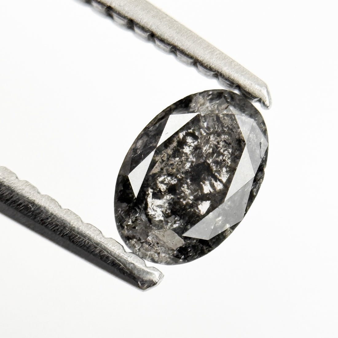 0.53 Ct Oval Rose Cut Grey Natural Salt and Pepper Diamond