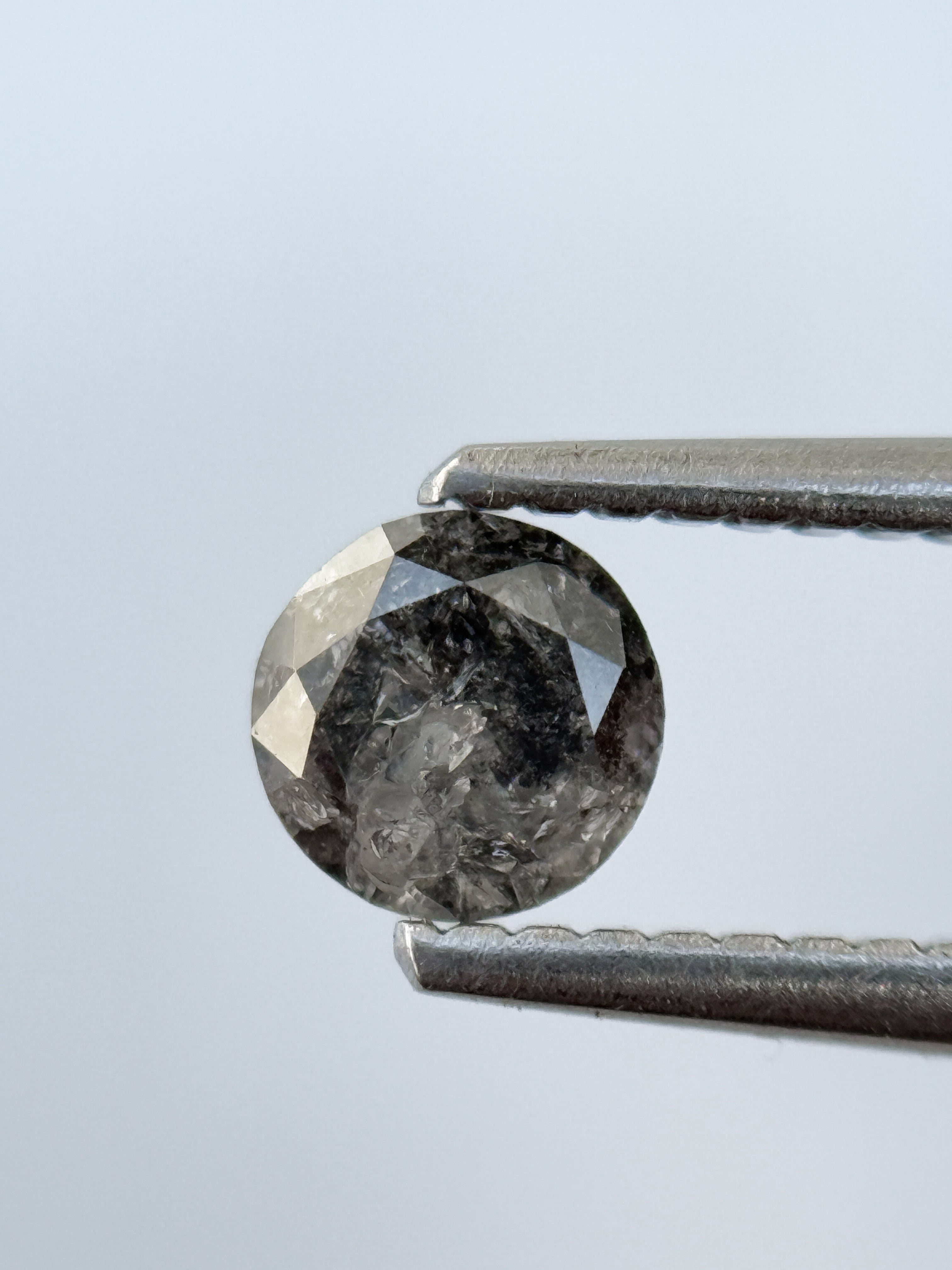 0.48 Ct Round Brilliant Cut Grey Natural Salt and Pepper Diamond