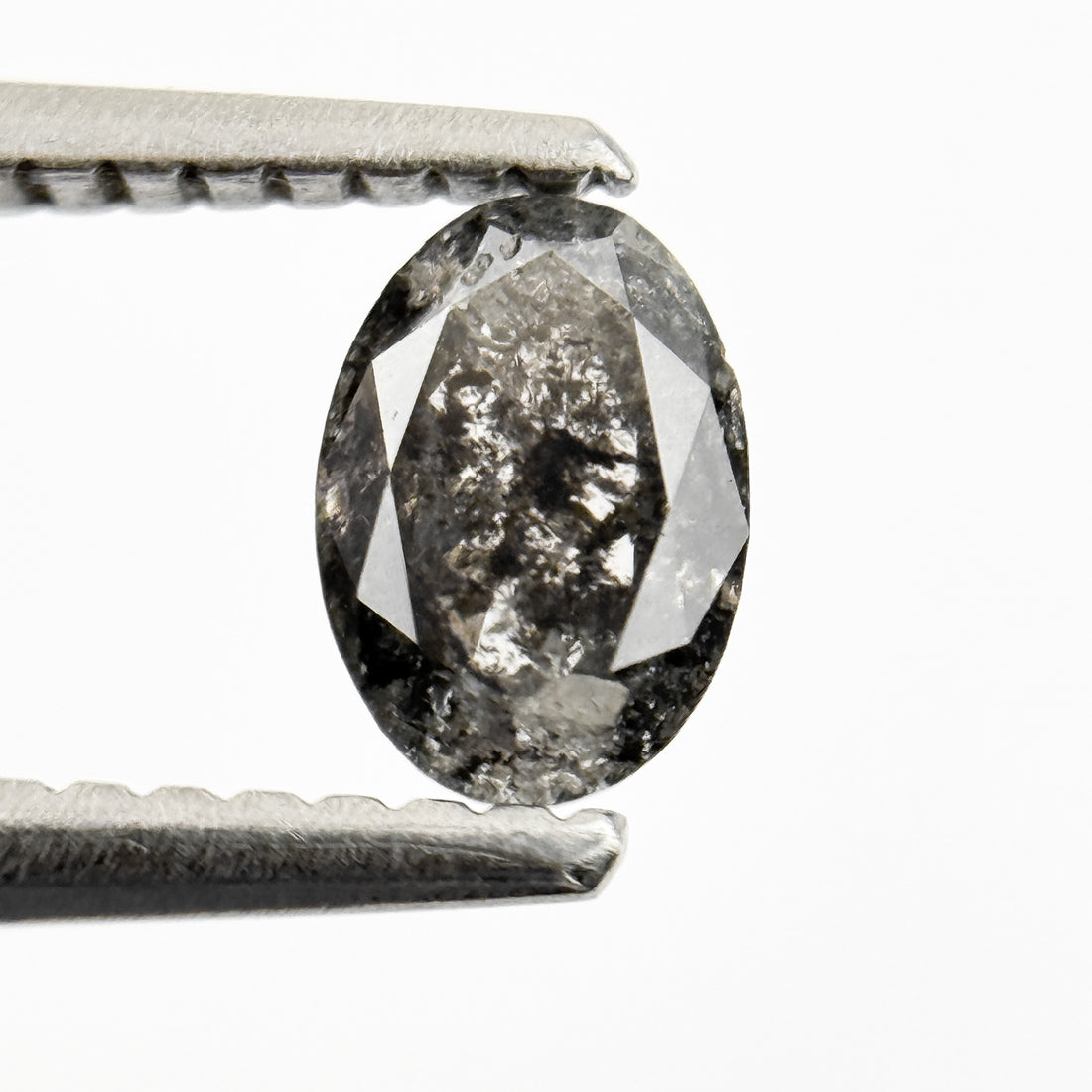 0.53 Ct Oval Rose Cut Grey Natural Salt and Pepper Diamond