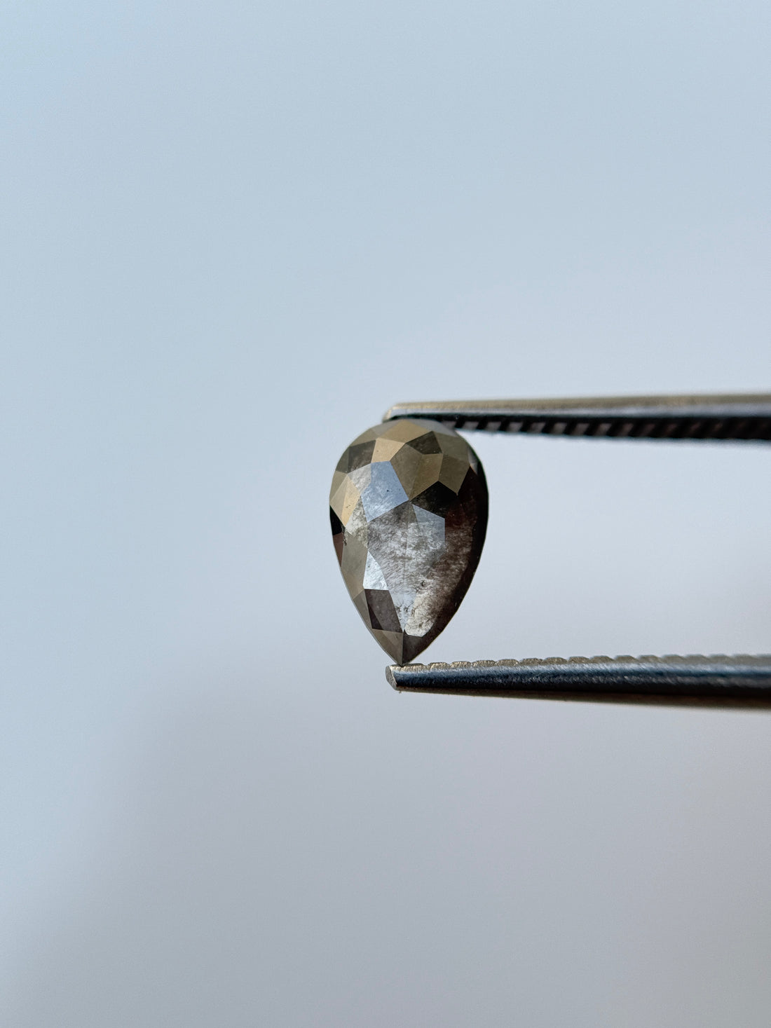 1.00 Ct Pear Rose Cut Grey Natural Salt and Pepper Diamond