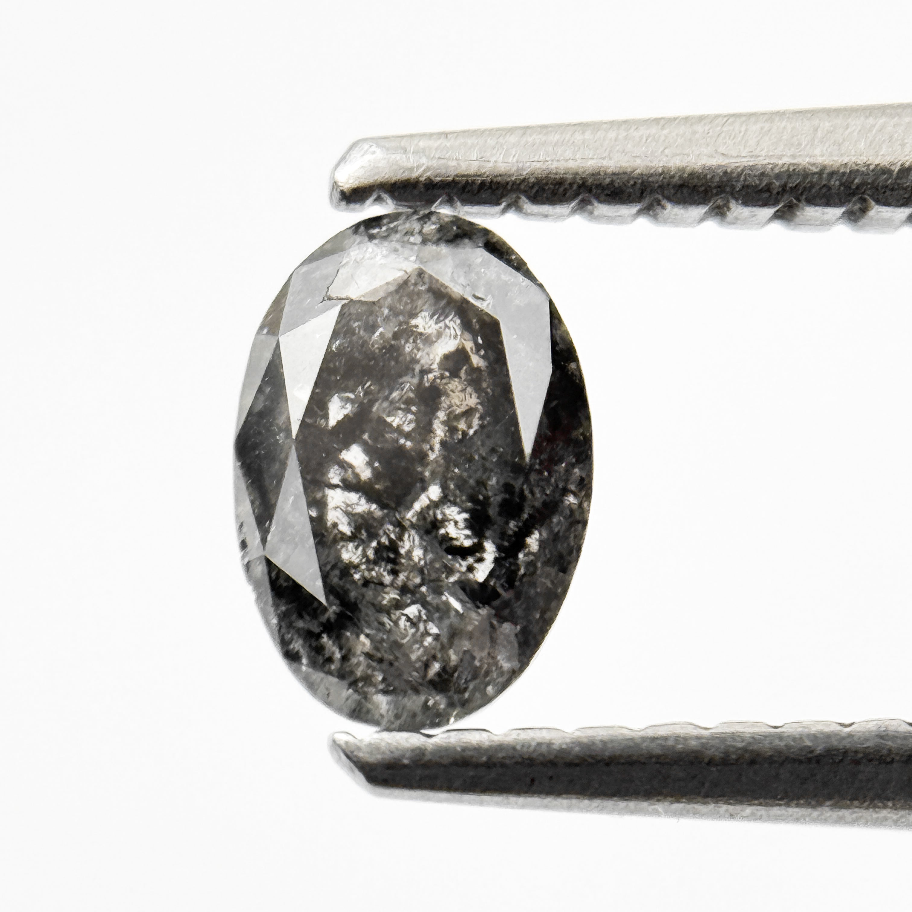 0.53 Ct Oval Rose Cut Grey Natural Salt and Pepper Diamond