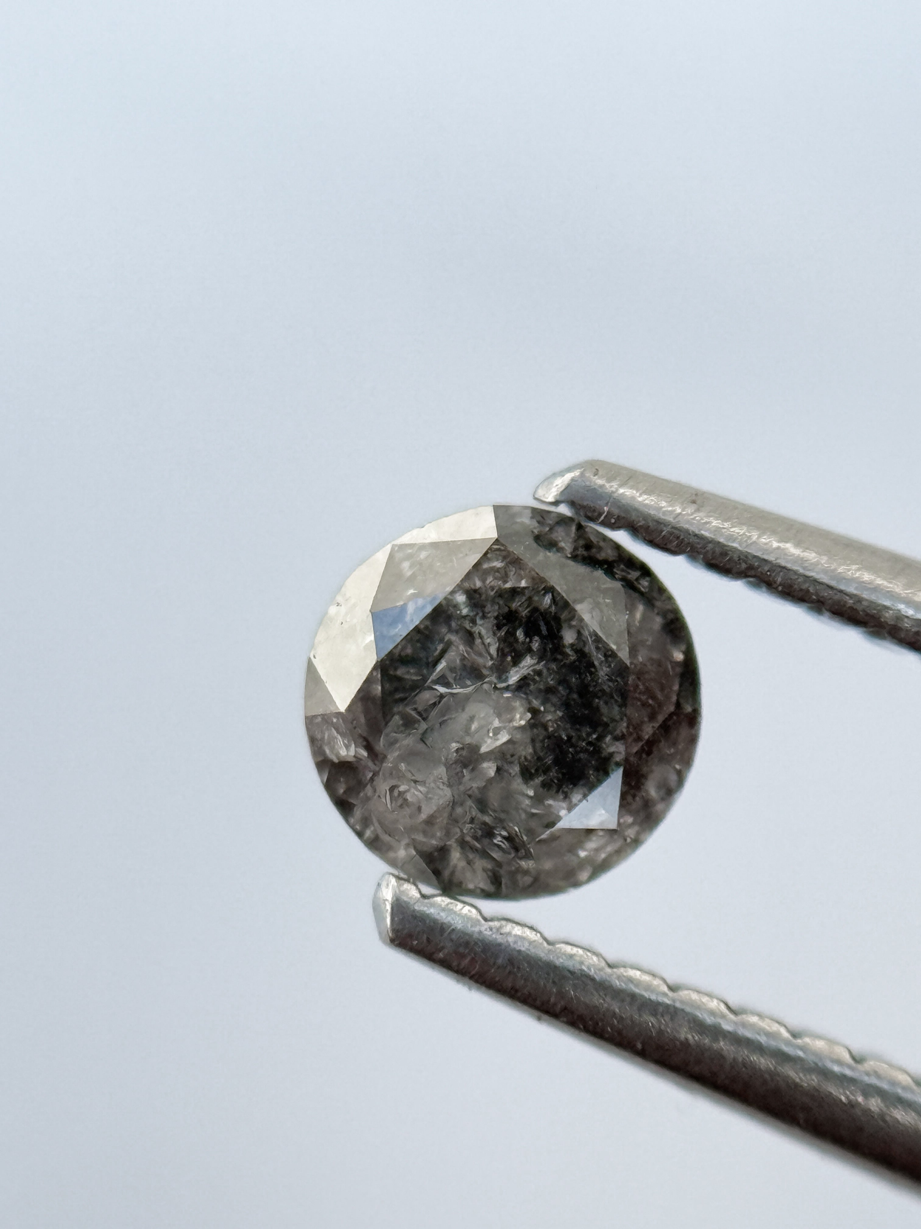 0.48 Ct Round Brilliant Cut Grey Natural Salt and Pepper Diamond