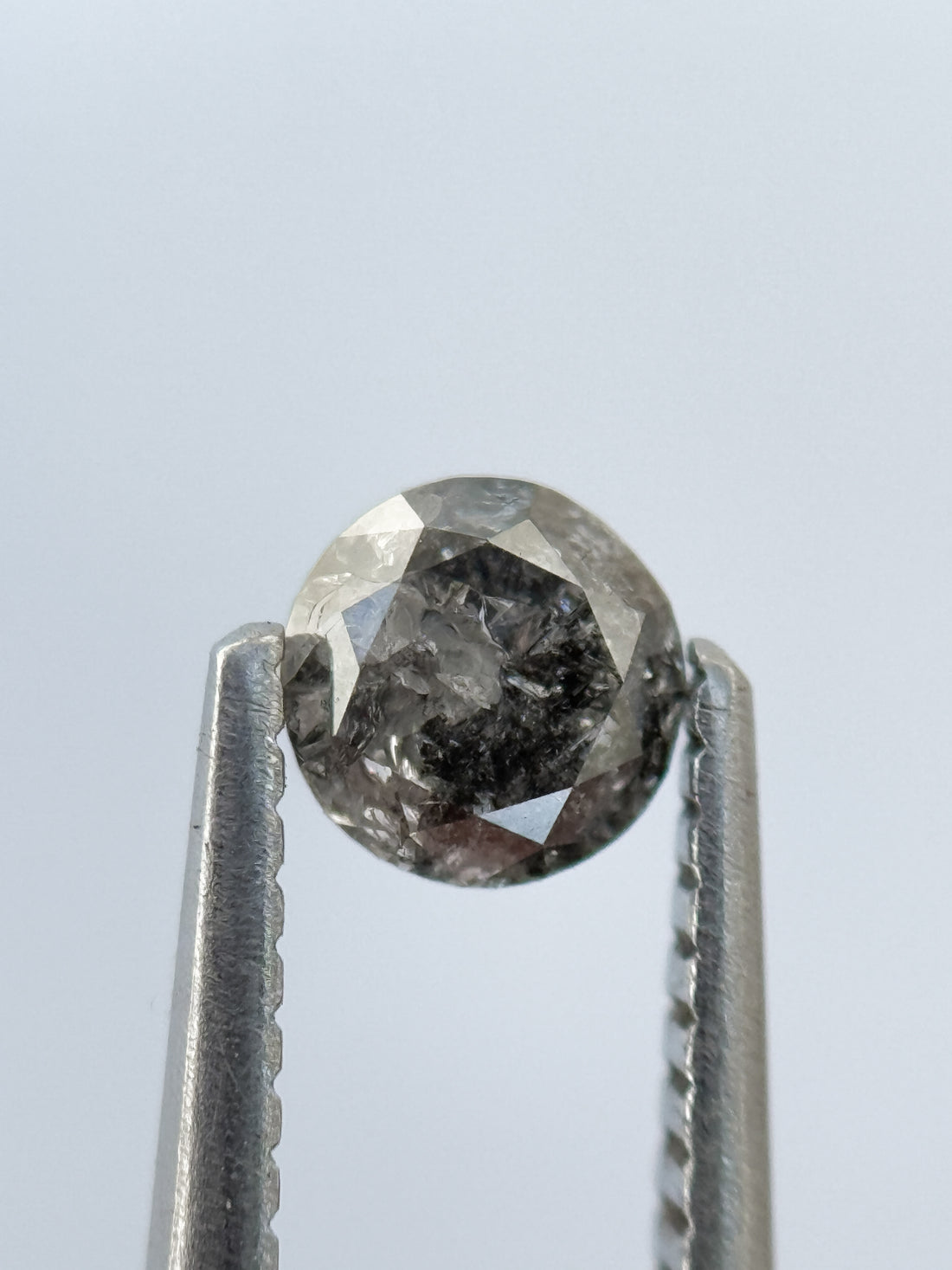 0.48 Ct Round Brilliant Cut Grey Natural Salt and Pepper Diamond