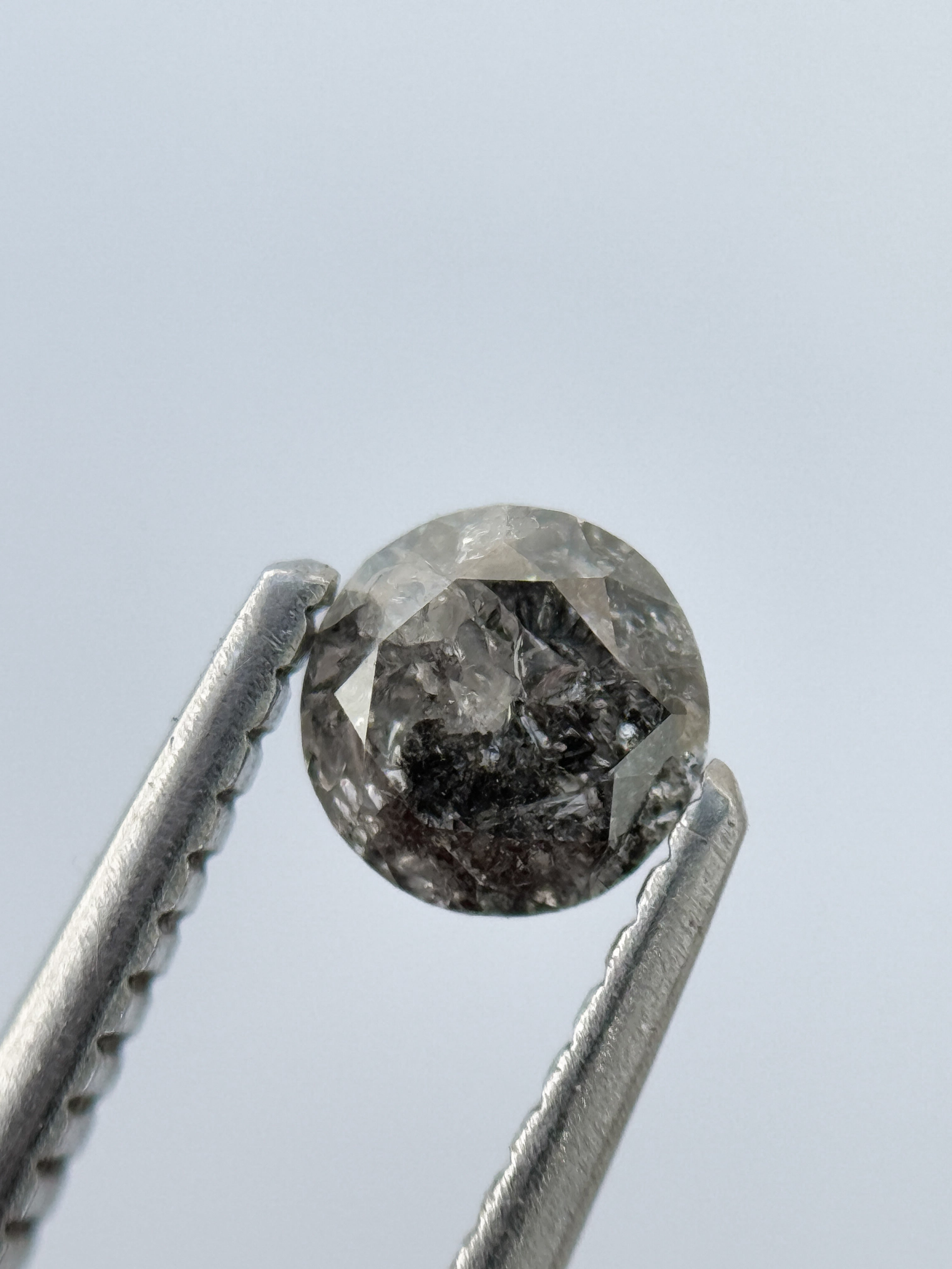 0.48 Ct Round Brilliant Cut Grey Natural Salt and Pepper Diamond
