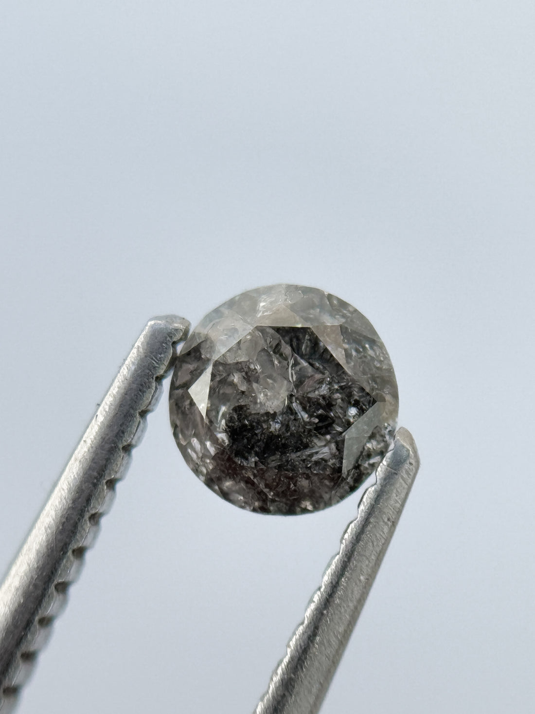 0.48 Ct Round Brilliant Cut Grey Natural Salt and Pepper Diamond