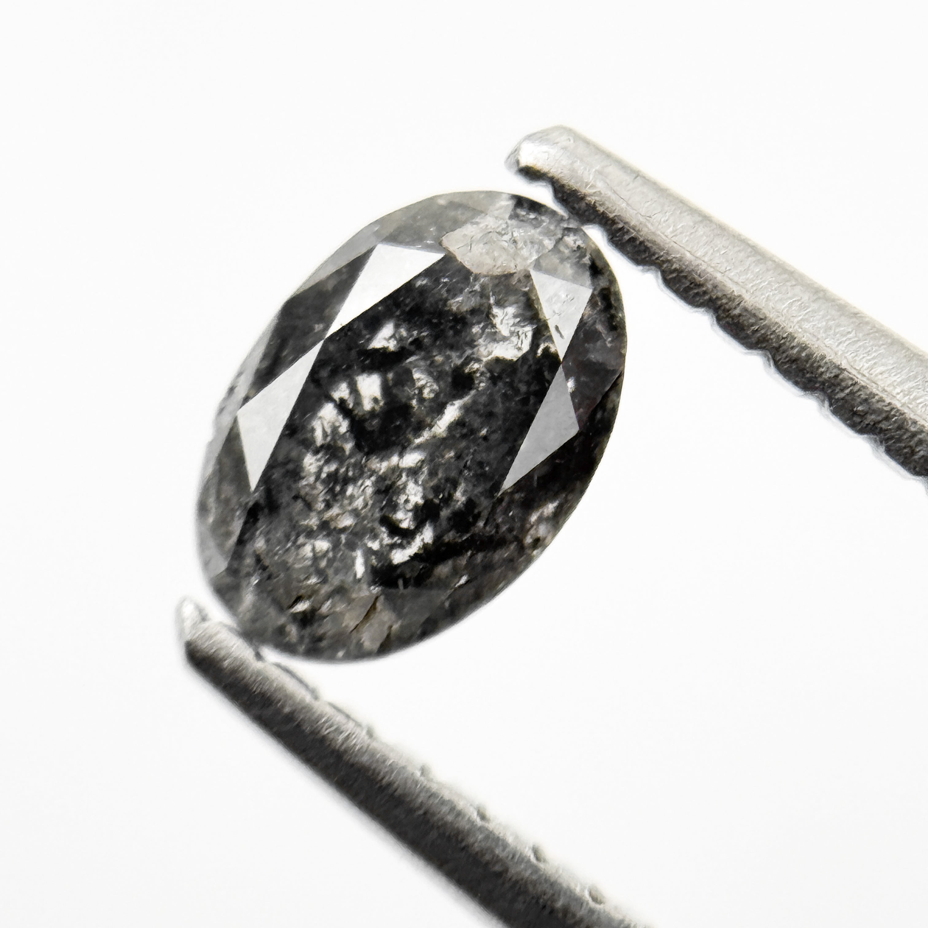 0.53 Ct Oval Rose Cut Grey Natural Salt and Pepper Diamond