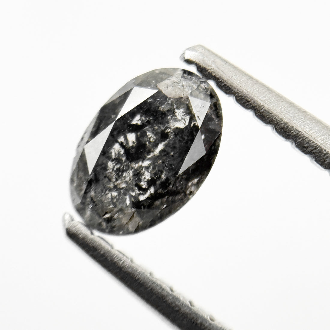 0.53 Ct Oval Rose Cut Grey Natural Salt and Pepper Diamond
