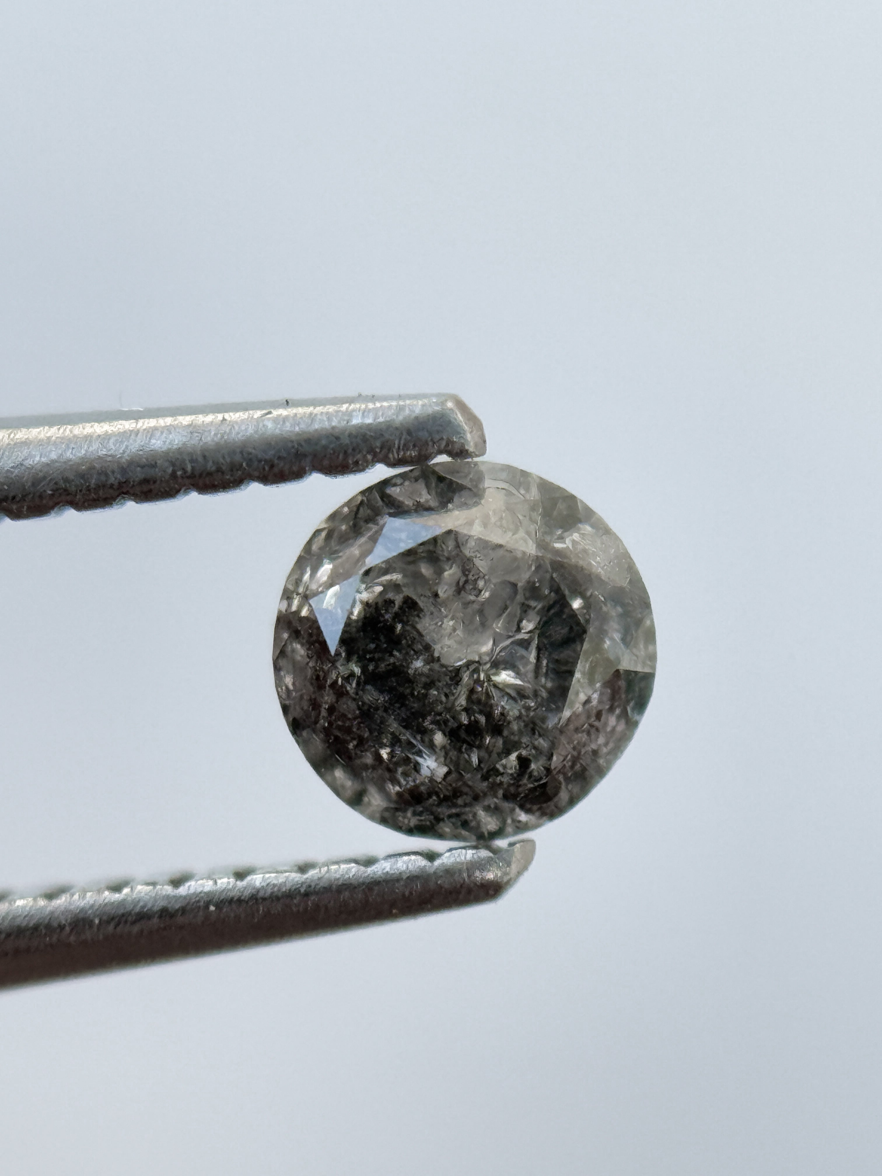 0.48 Ct Round Brilliant Cut Grey Natural Salt and Pepper Diamond