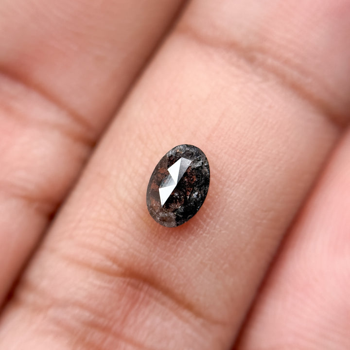 0.53 Ct Oval Rose Cut Grey Natural Salt and Pepper Diamond