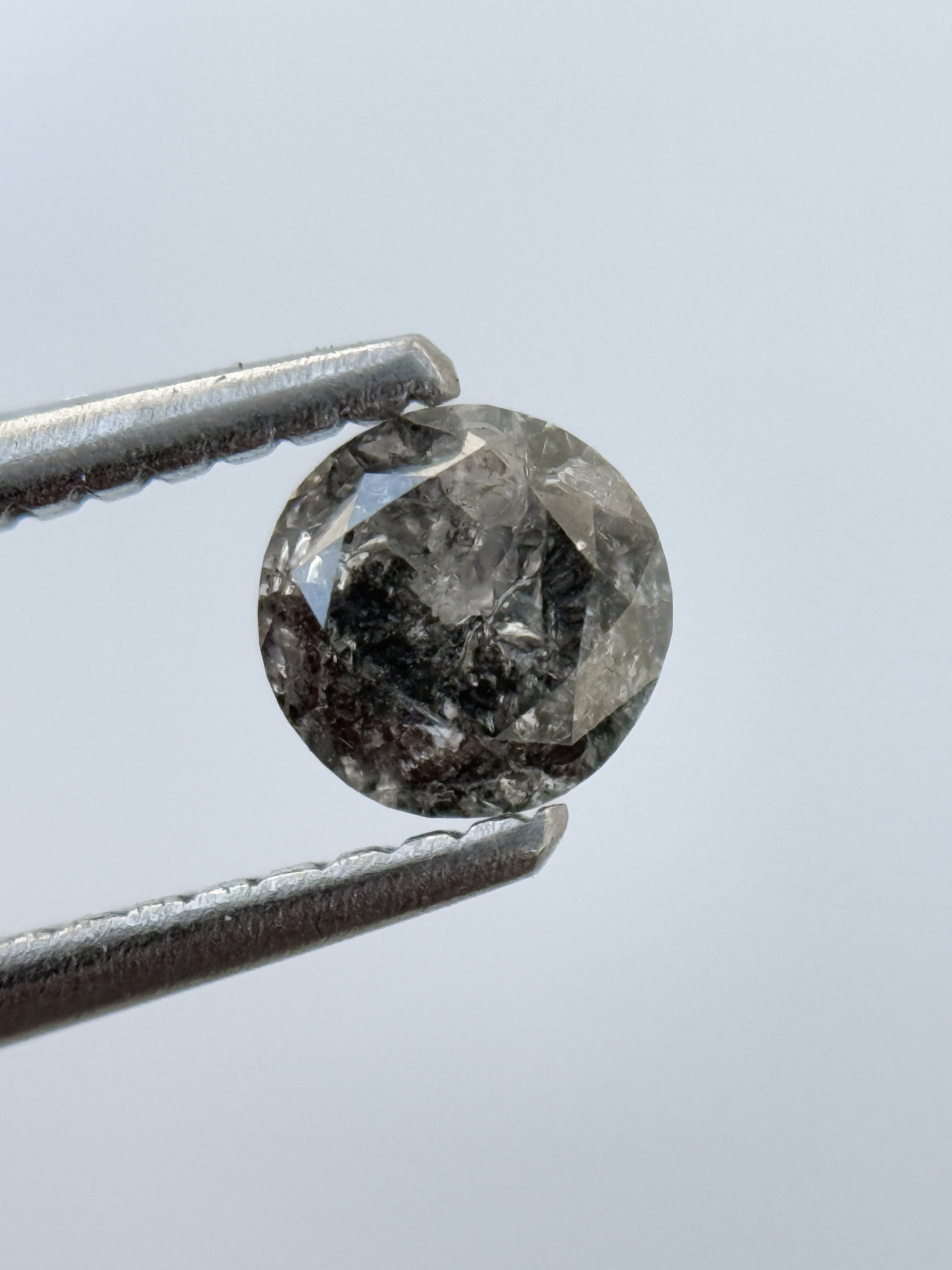 0.48 Ct Round Brilliant Cut Grey Natural Salt and Pepper Diamond