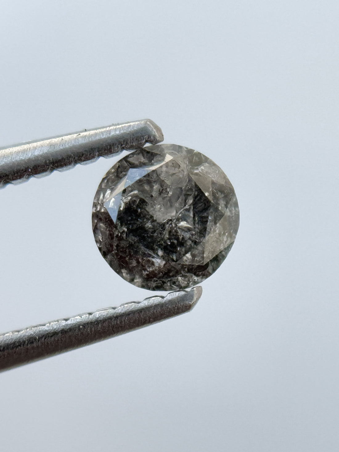 0.48 Ct Round Brilliant Cut Grey Natural Salt and Pepper Diamond