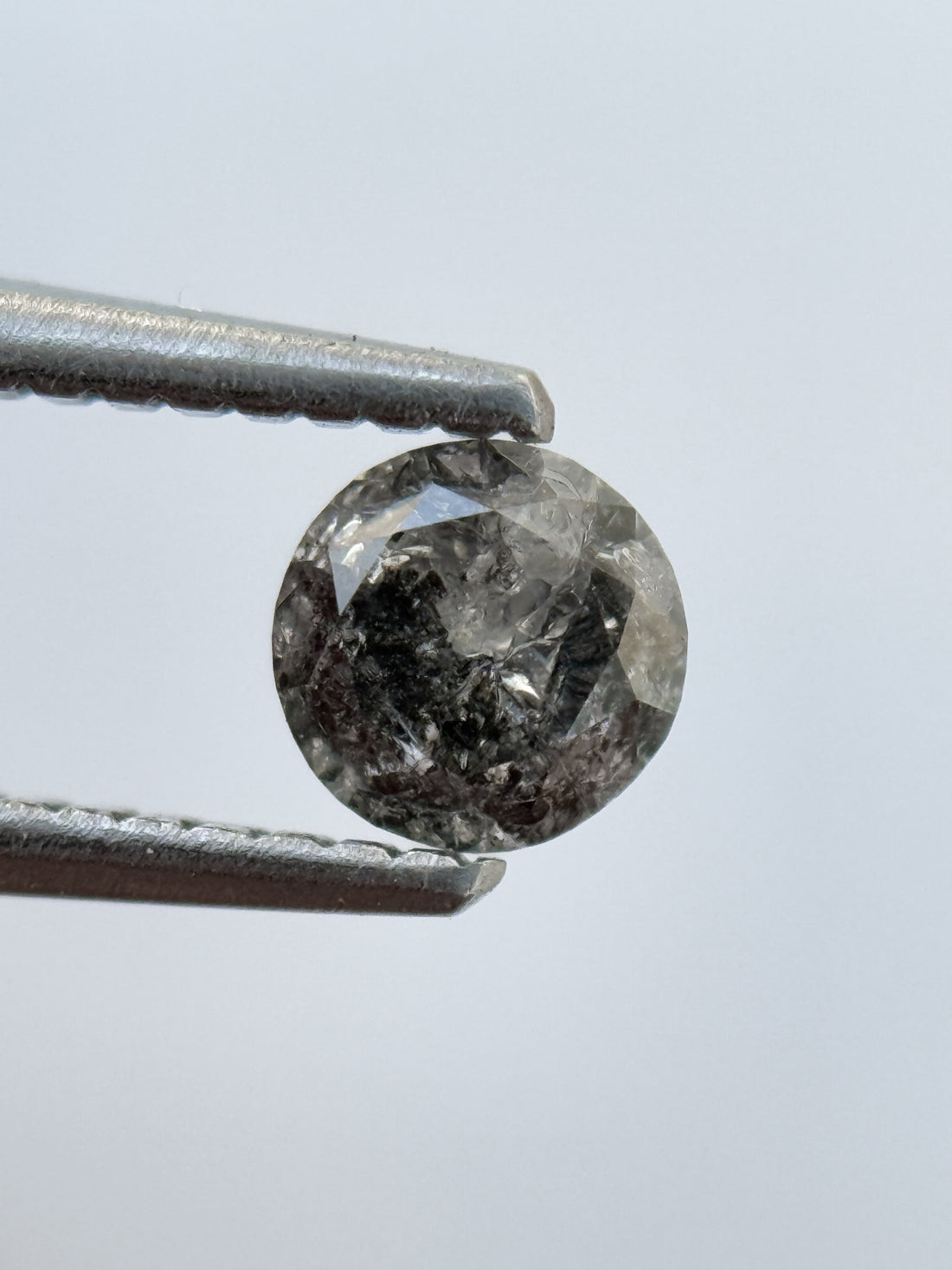 0.48 Ct Round Brilliant Cut Grey Natural Salt and Pepper Diamond
