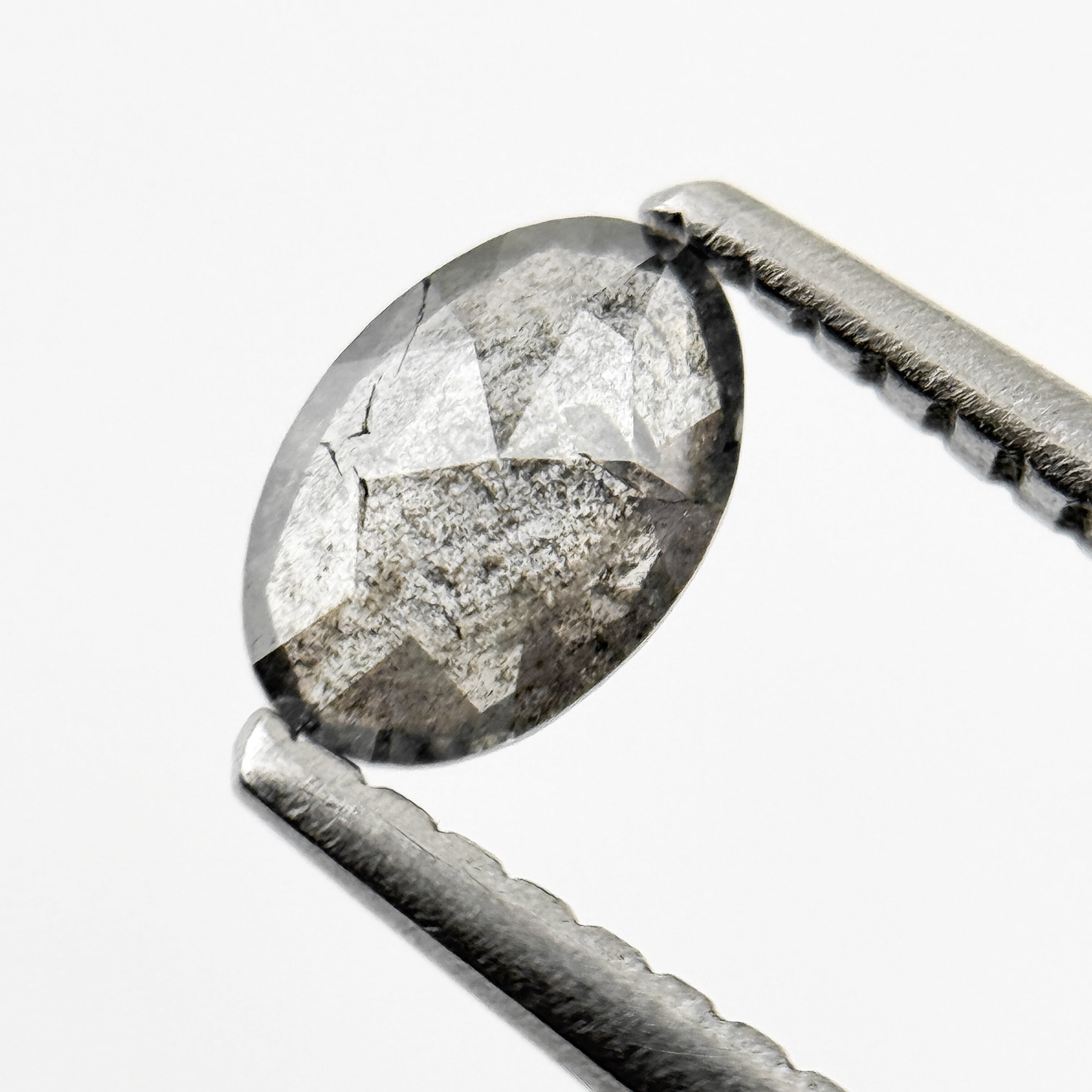 0.36 Ct Oval Rose Cut Grey Natural Galaxy Diamond