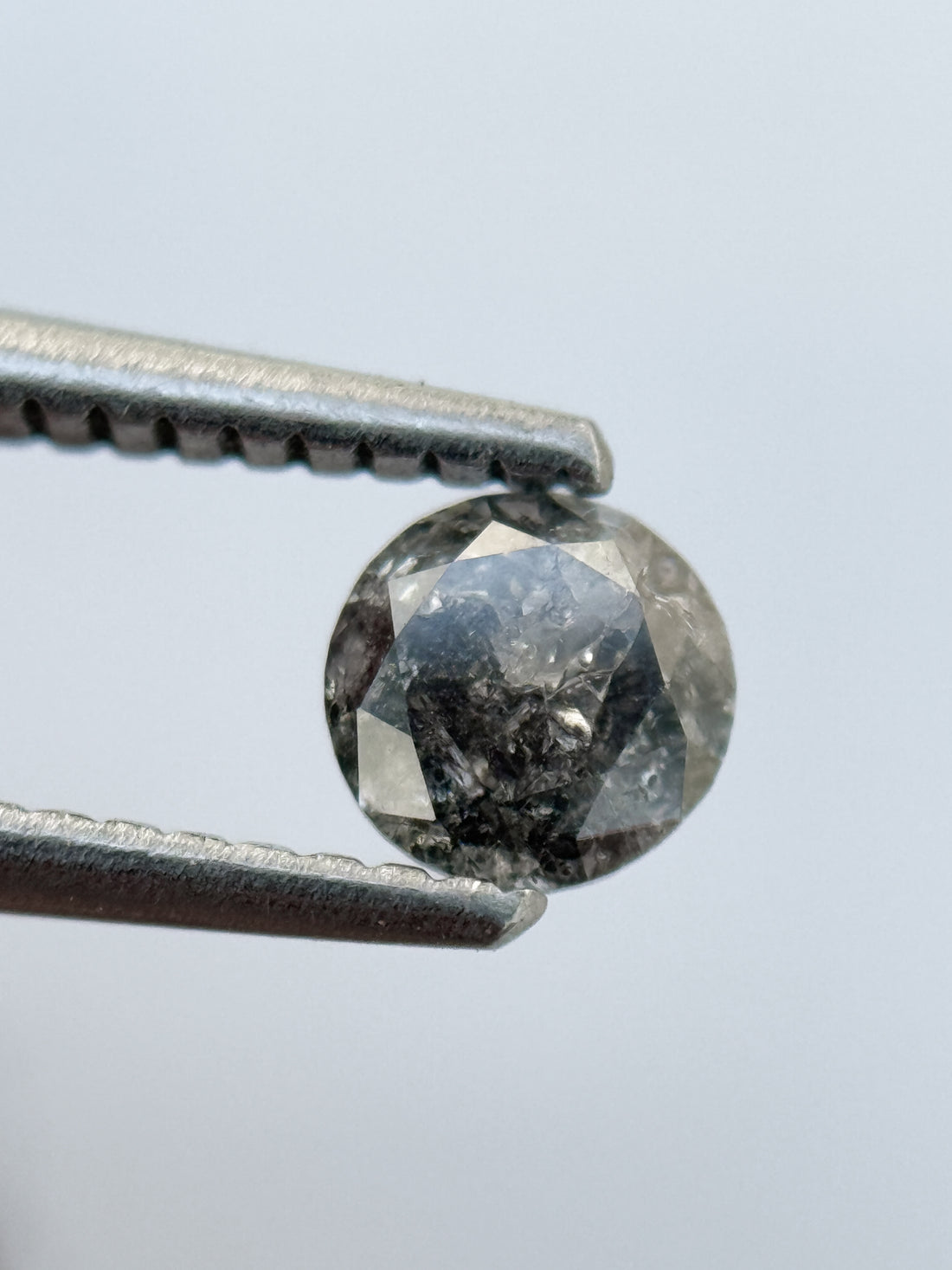 0.48 Ct Round Brilliant Cut Grey Natural Salt and Pepper Diamond