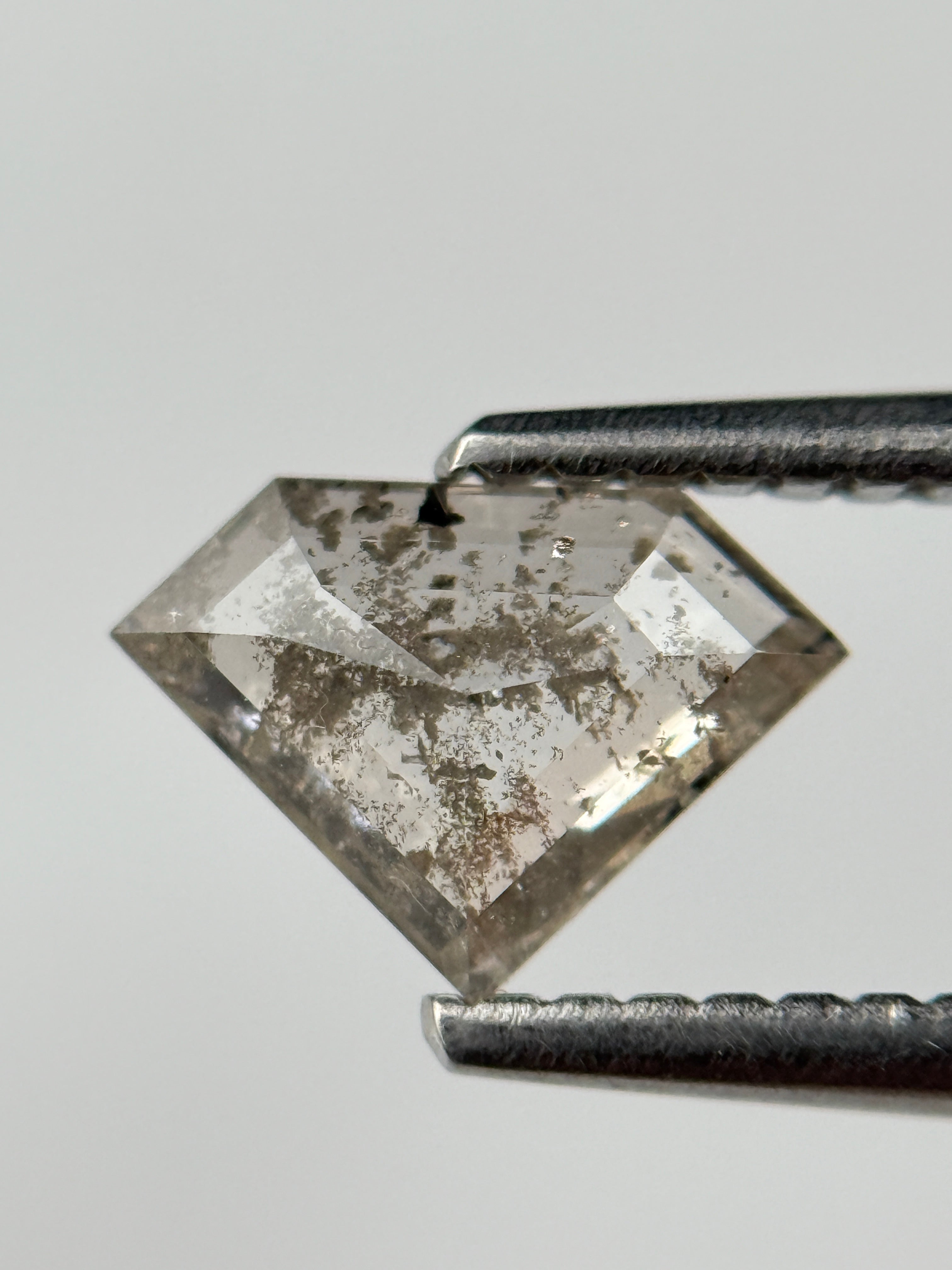 0.77 Ct Triangle Rose Cut Grey Natural Salt and Pepper Diamond