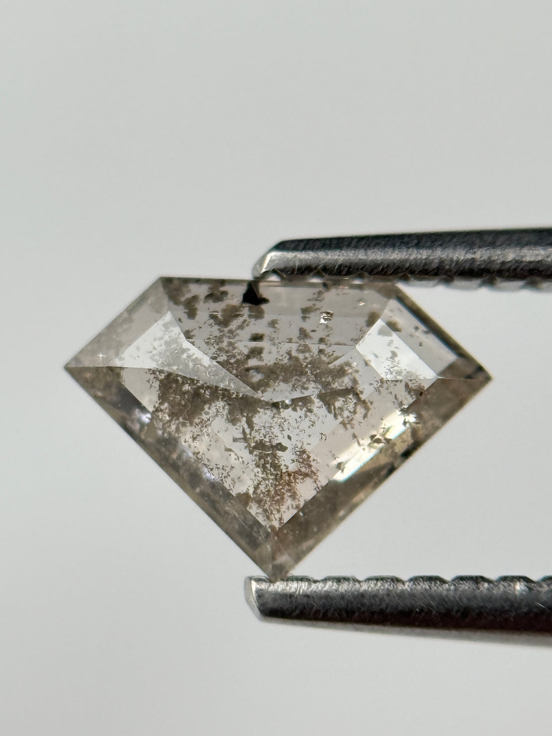 0.77 Ct Triangle Rose Cut Grey Natural Salt and Pepper Diamond