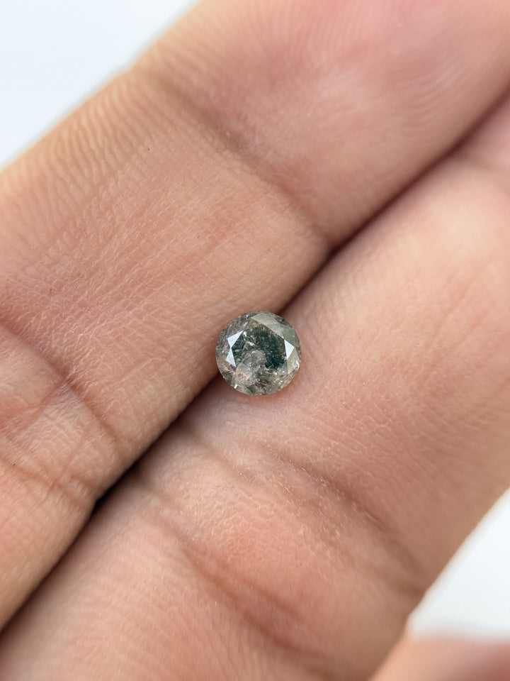 0.48 Ct Round Brilliant Cut Grey Natural Salt and Pepper Diamond