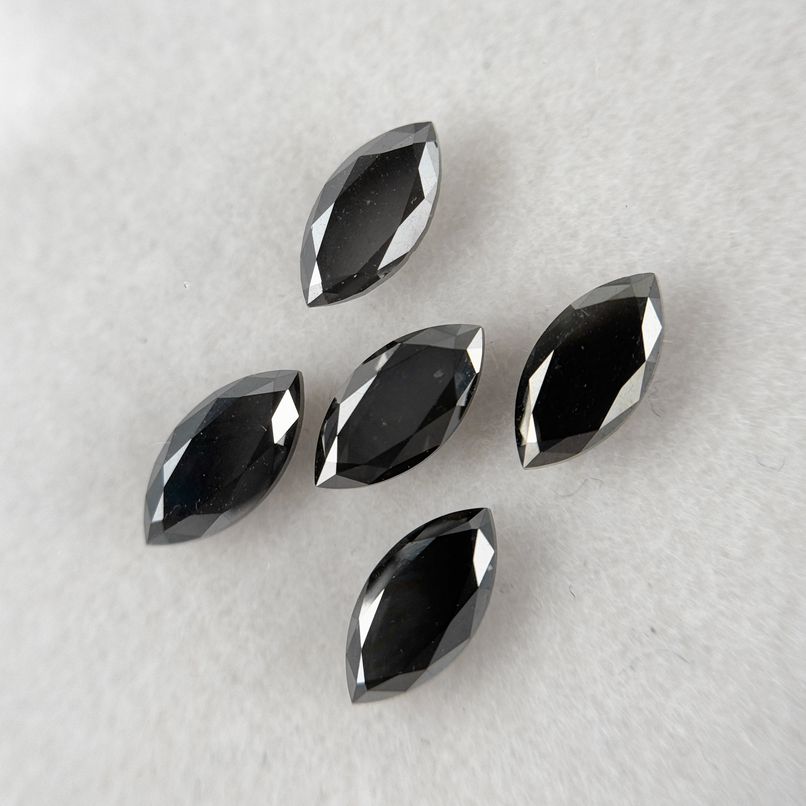 7 MM Marquise Rose Cut Black Natural Fancy Diamond