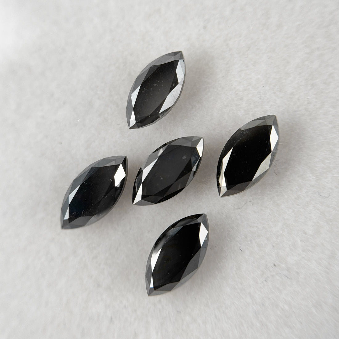 7 MM Marquise Rose Cut Black Natural Fancy Diamond