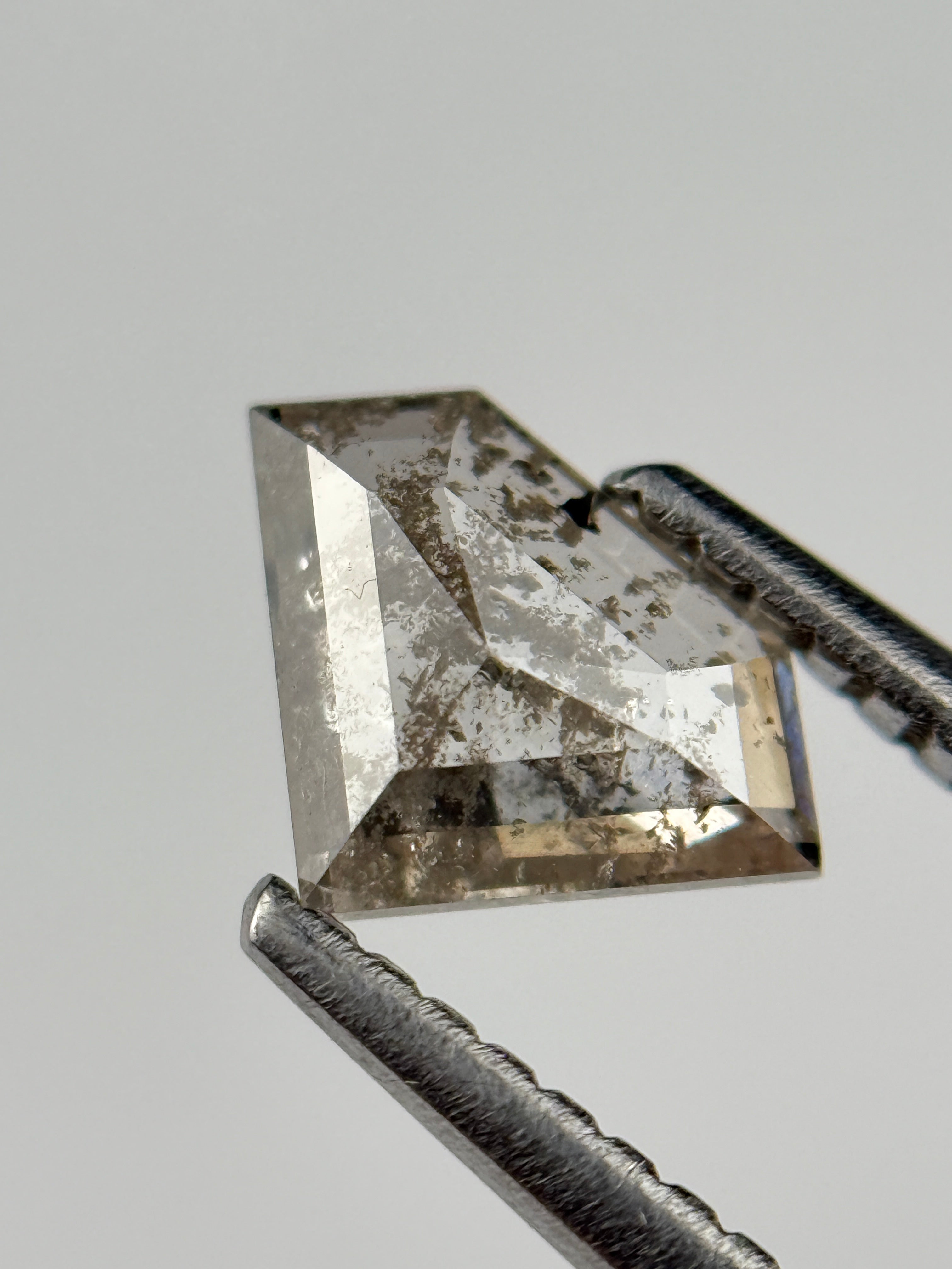 0.77 Ct Triangle Rose Cut Grey Natural Salt and Pepper Diamond