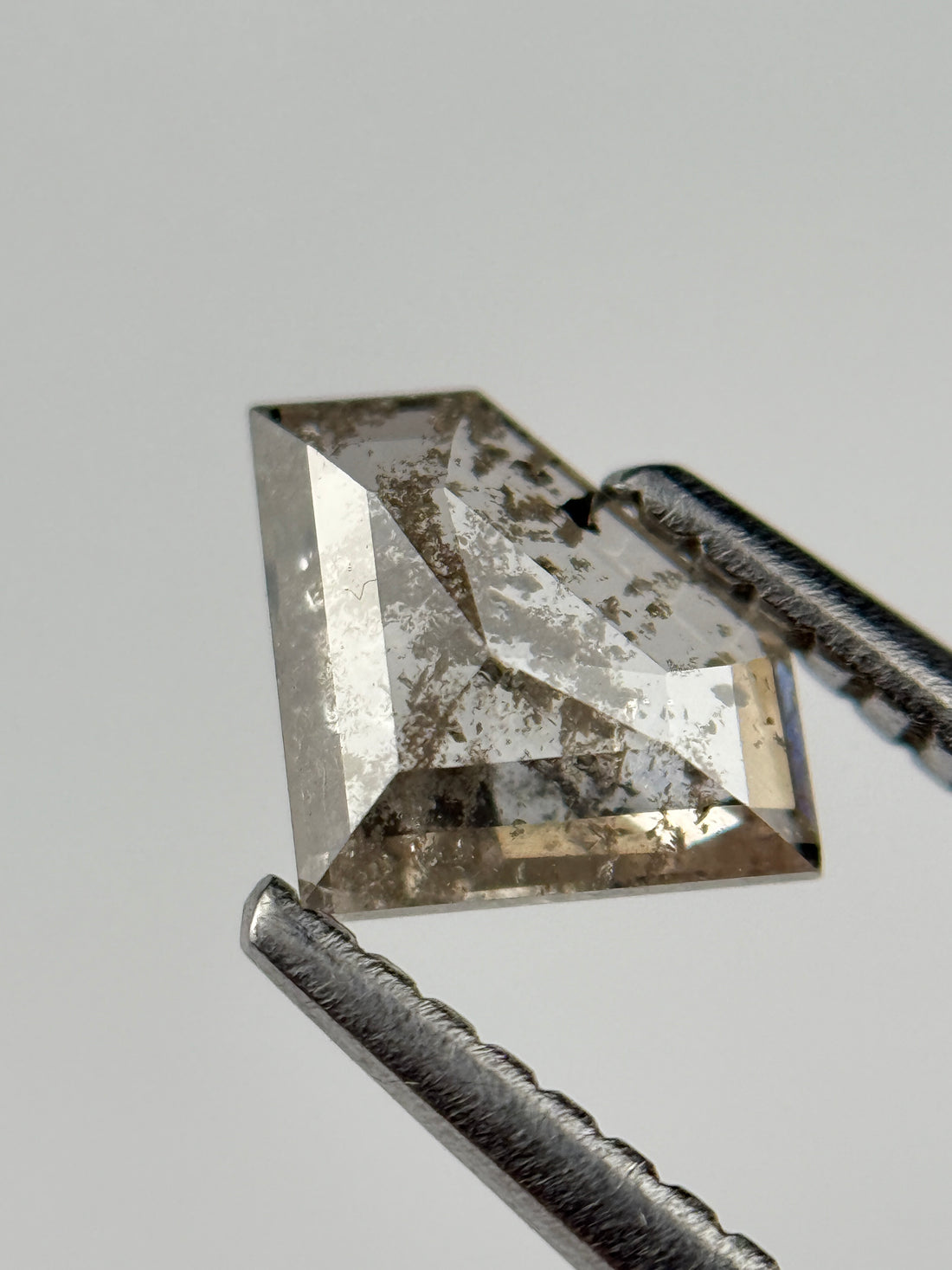 0.77 Ct Triangle Rose Cut Grey Natural Salt and Pepper Diamond