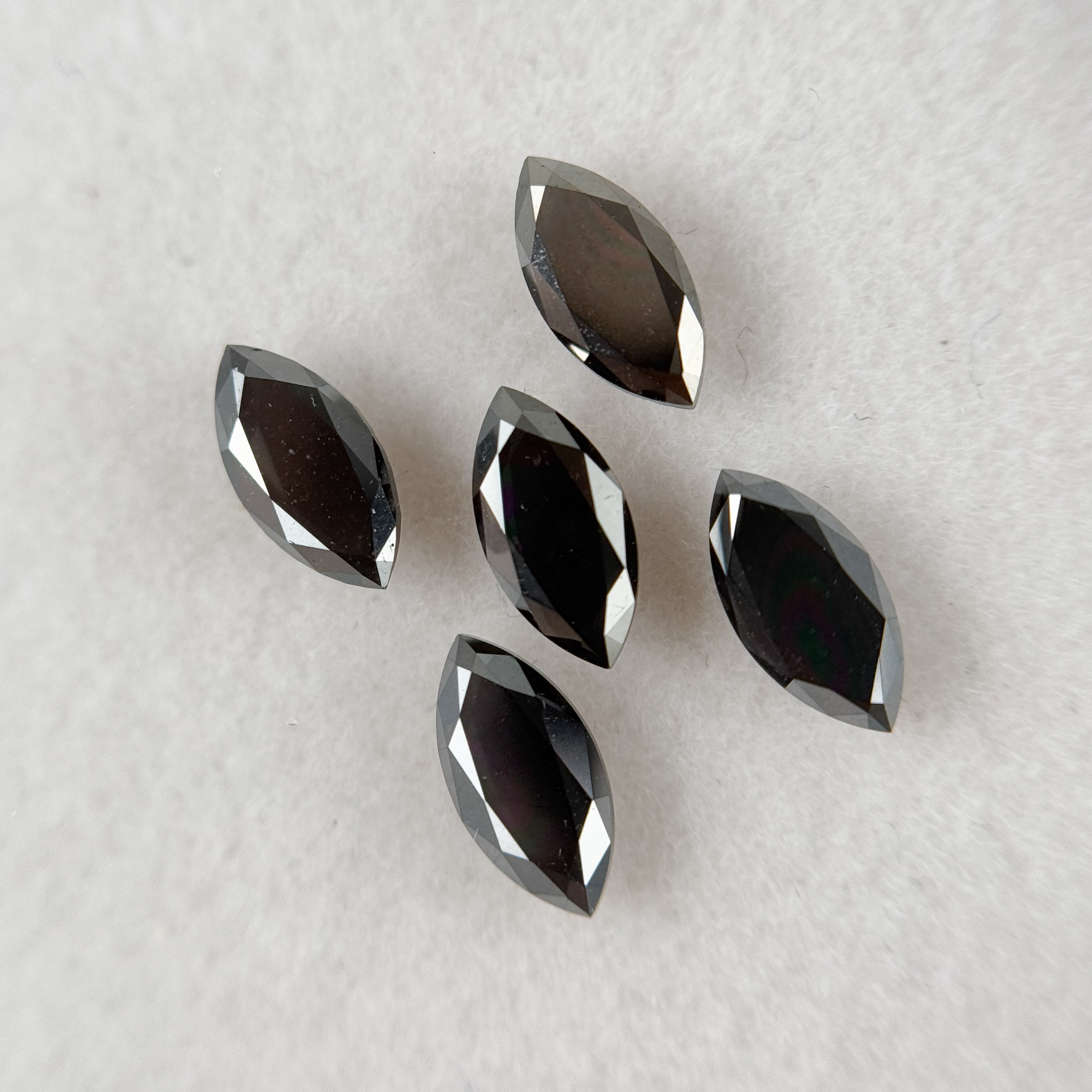 7 MM Marquise Rose Cut Black Natural Fancy Diamond