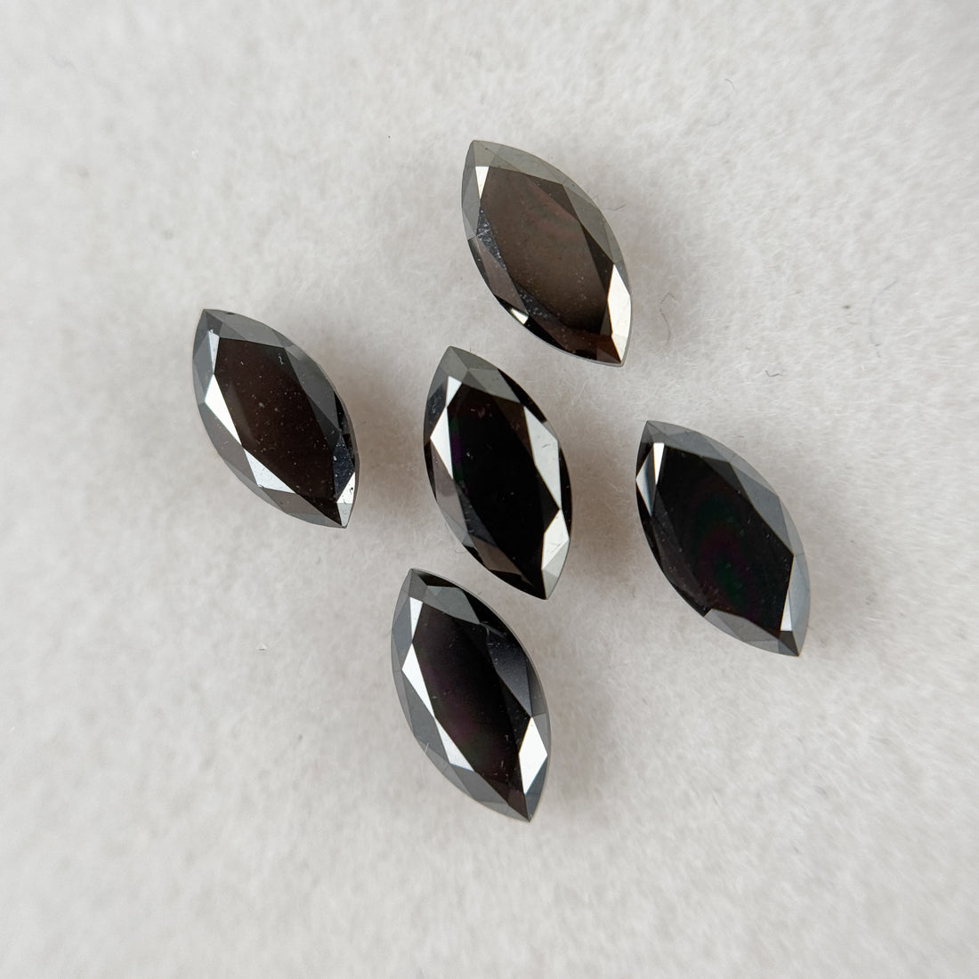 7 MM Marquise Rose Cut Black Natural Fancy Diamond