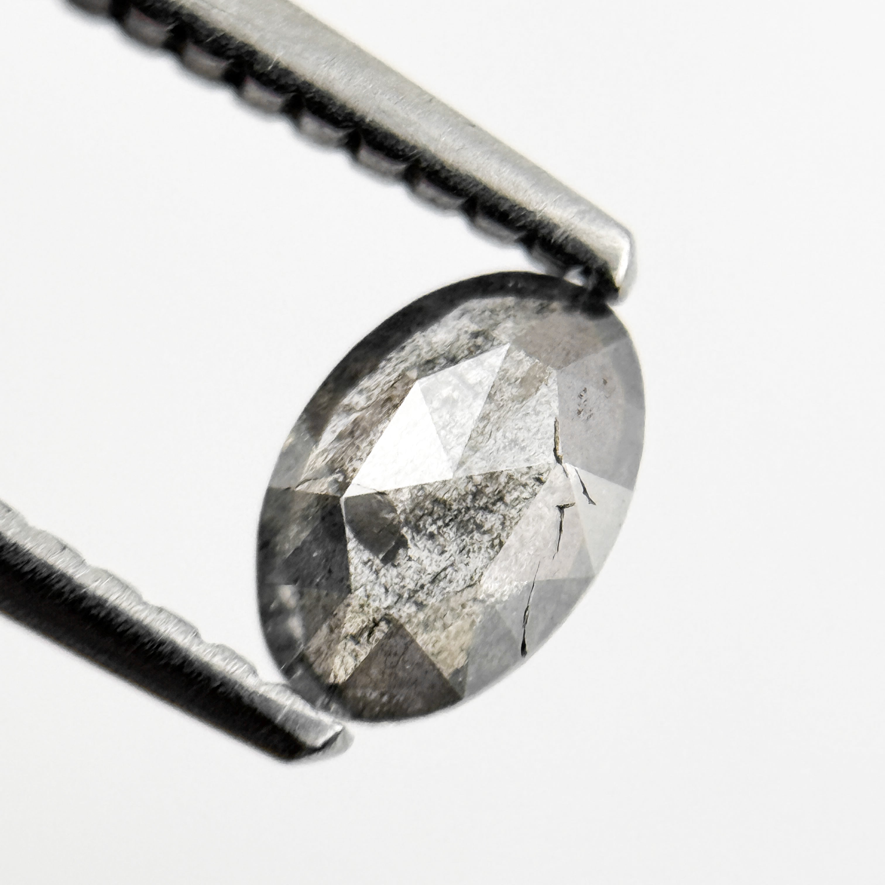 0.36 Ct Oval Rose Cut Grey Natural Galaxy Diamond