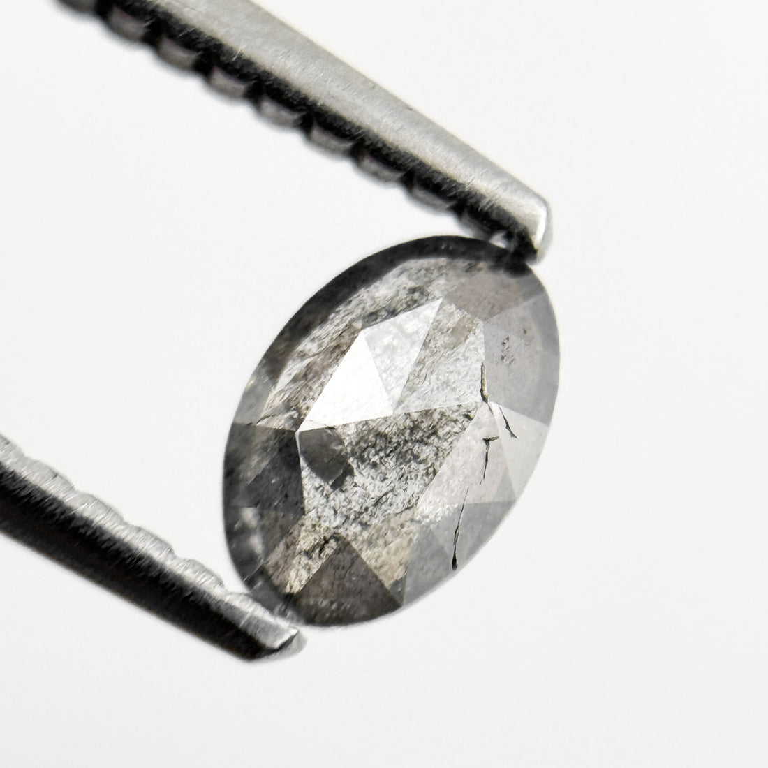 0.36 Ct Oval Rose Cut Grey Natural Galaxy Diamond