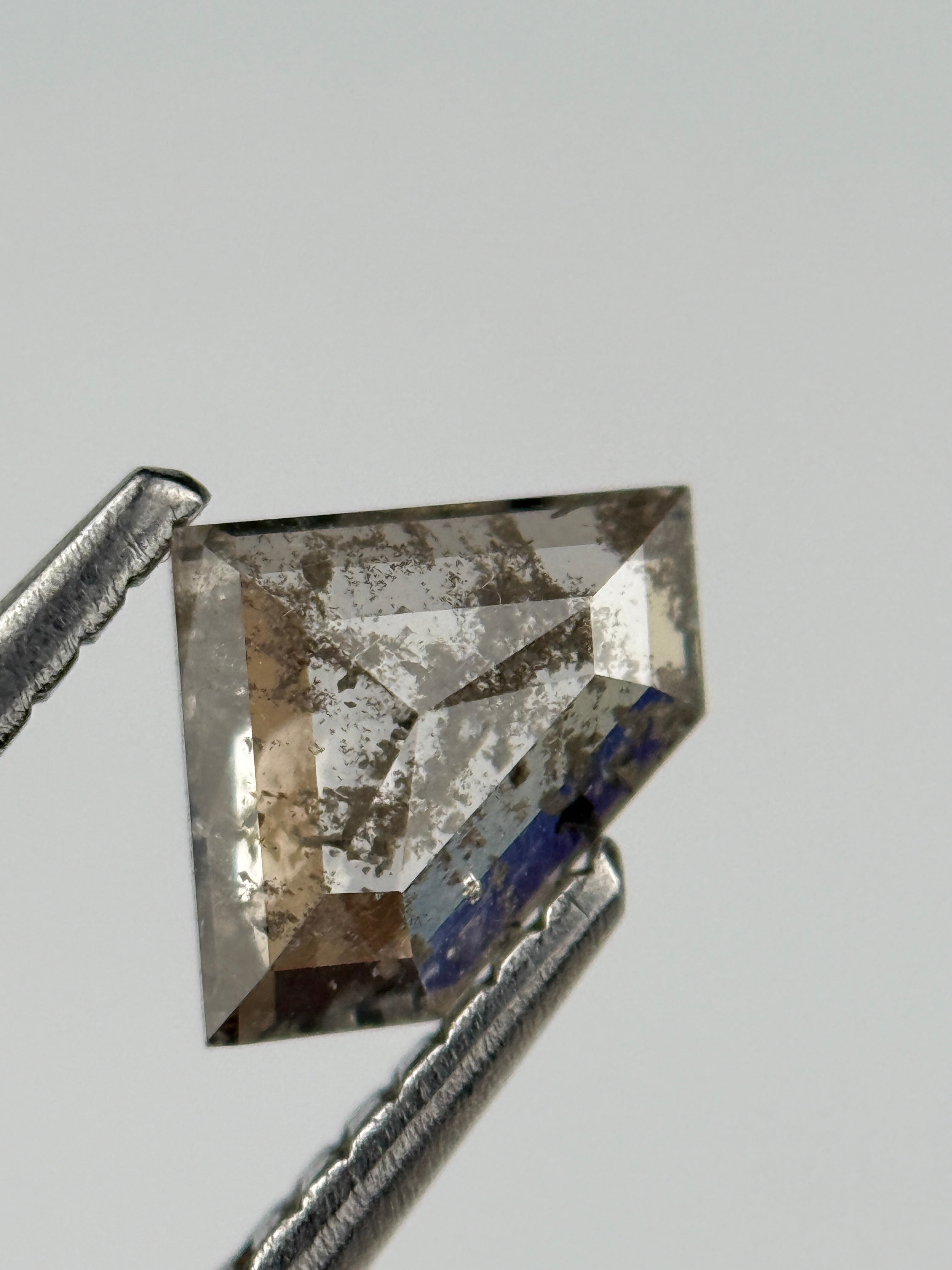 0.77 Ct Triangle Rose Cut Grey Natural Salt and Pepper Diamond