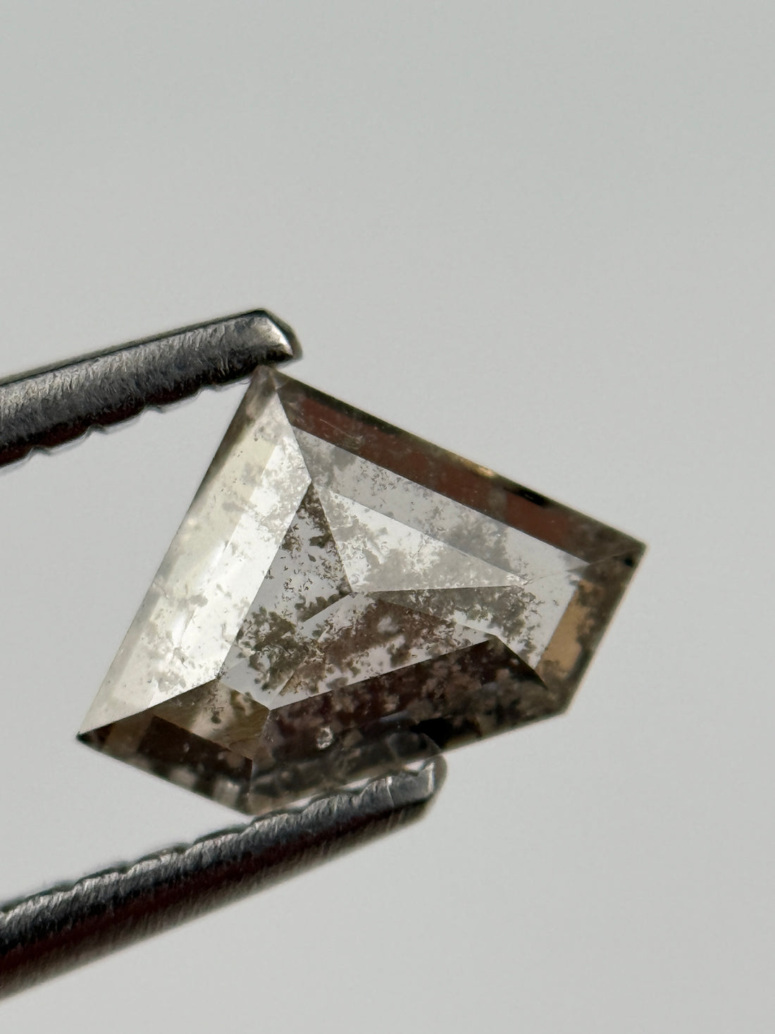 0.77 Ct Triangle Rose Cut Grey Natural Salt and Pepper Diamond