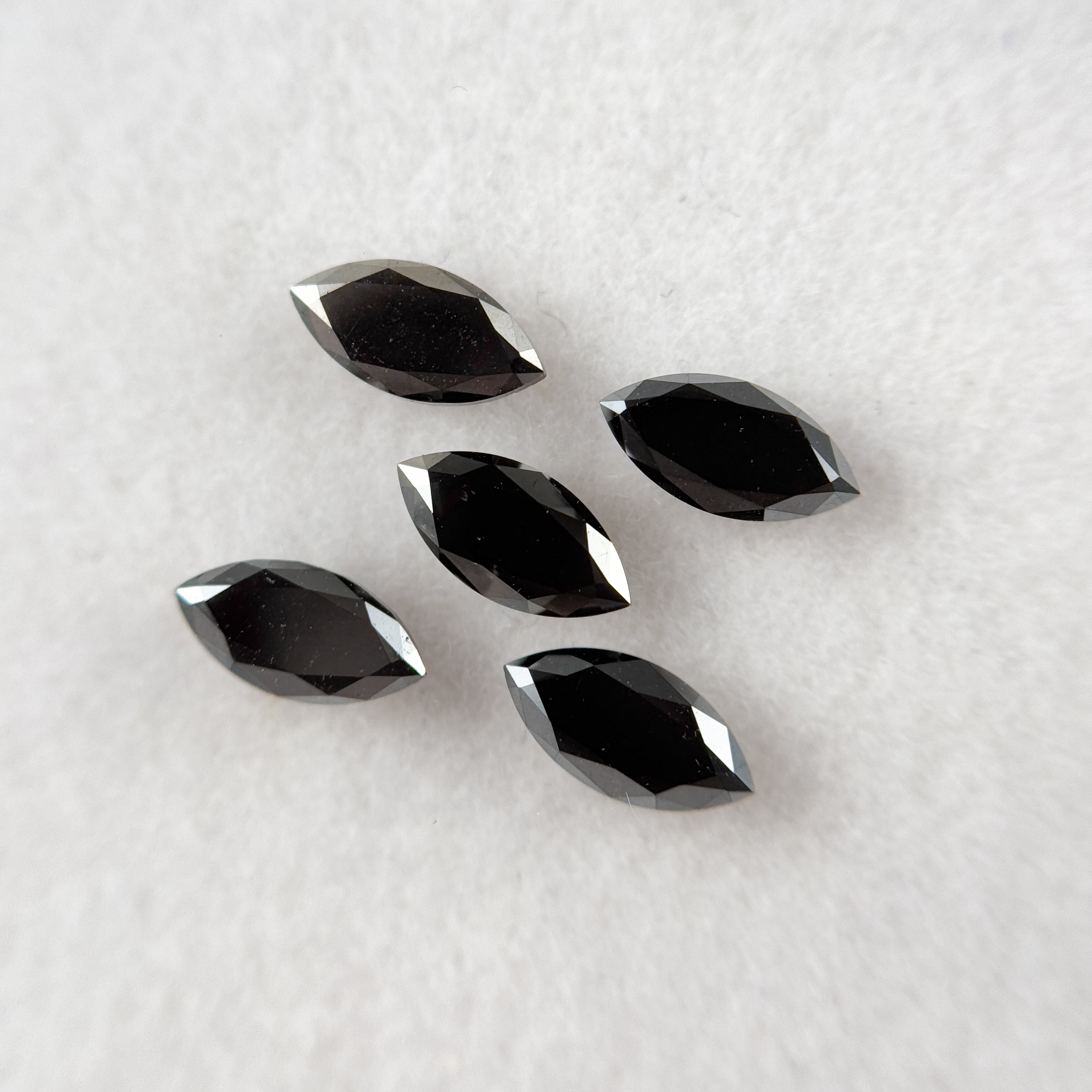 7 MM Marquise Rose Cut Black Natural Fancy Diamond